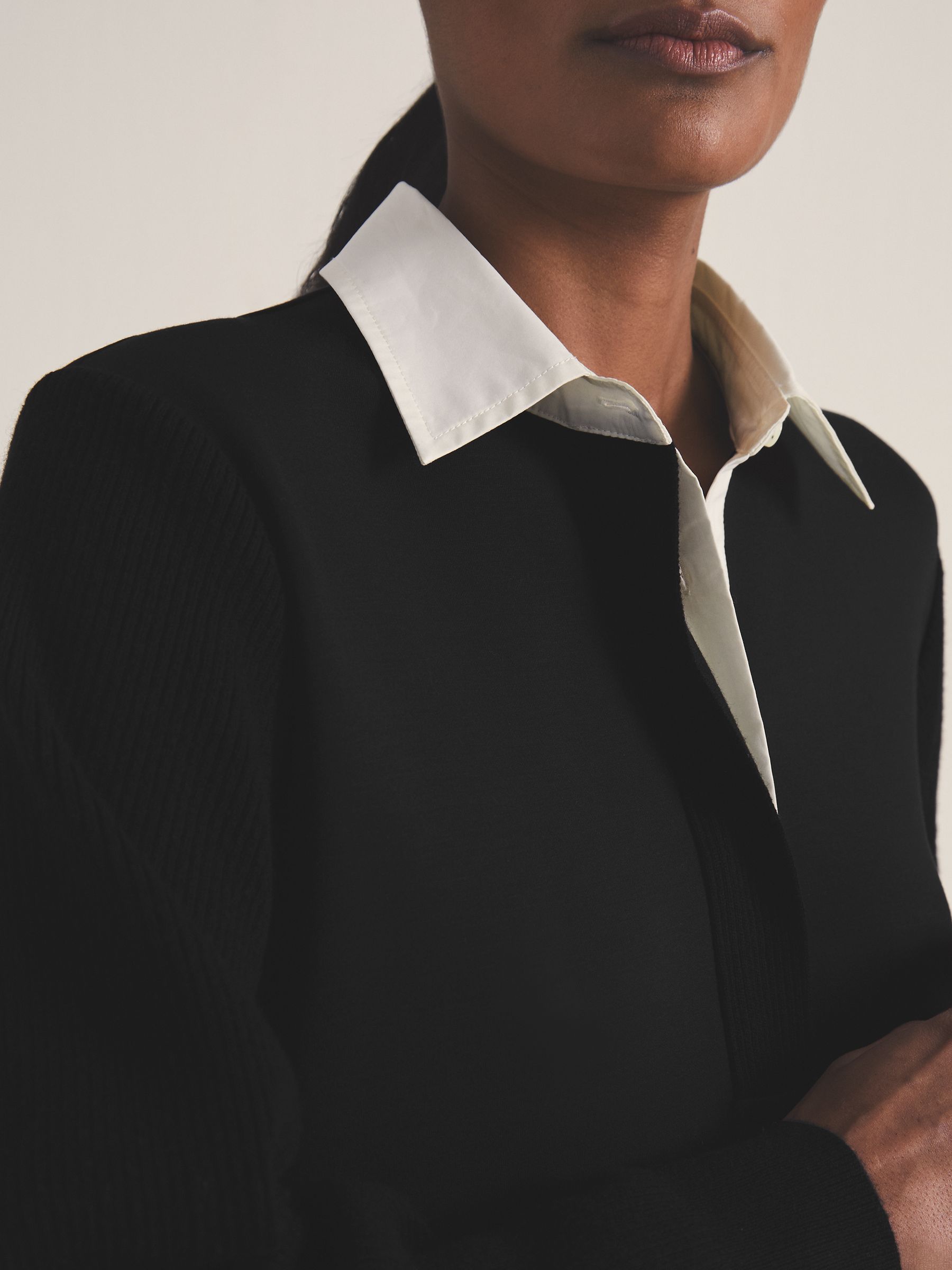 Reiss | Les 100 Ciels Polo Sweatshirt in Black