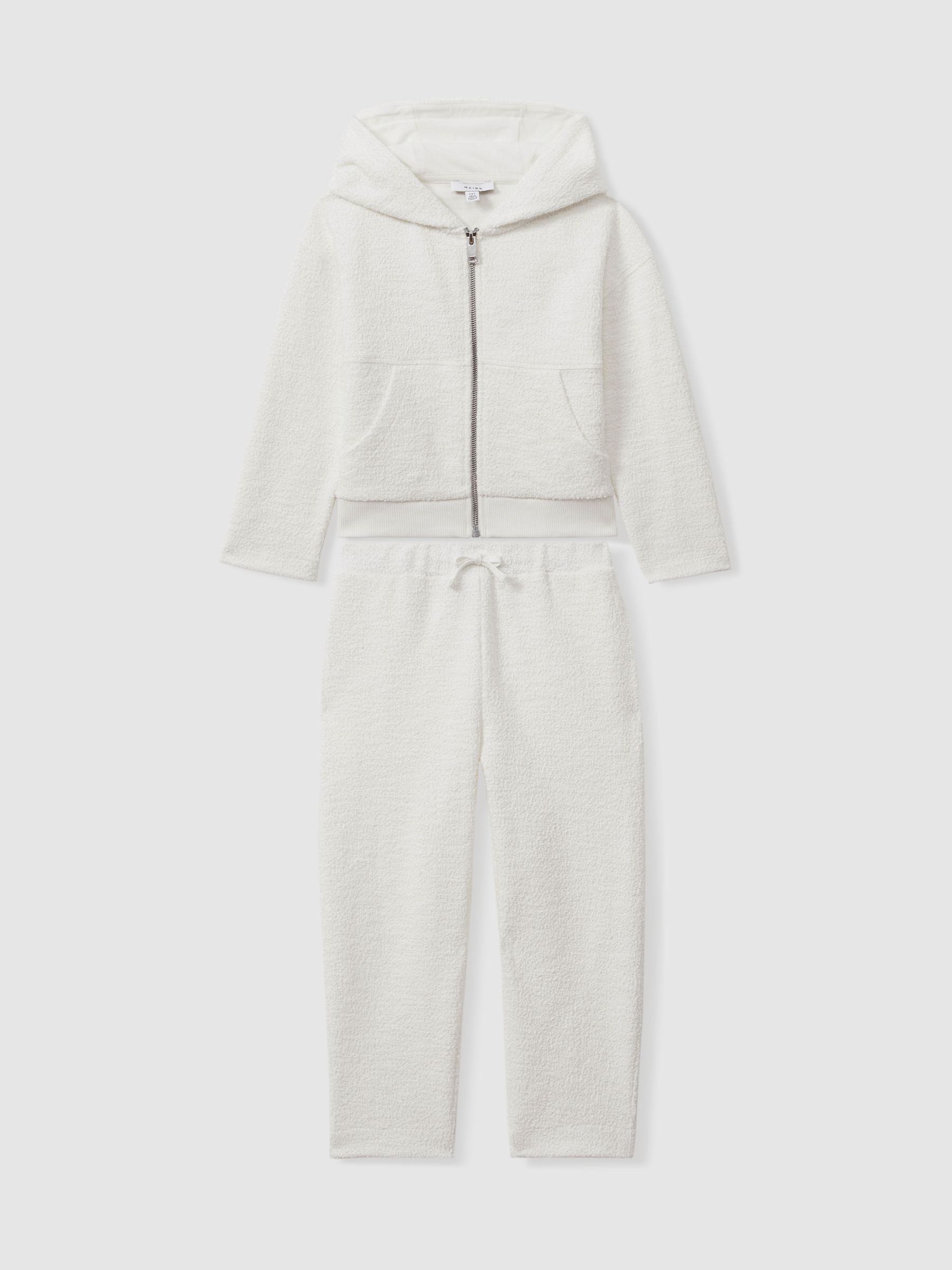 4-9 yrs Cotton Blend Boucle Hoodie and Joggers Set in Cream