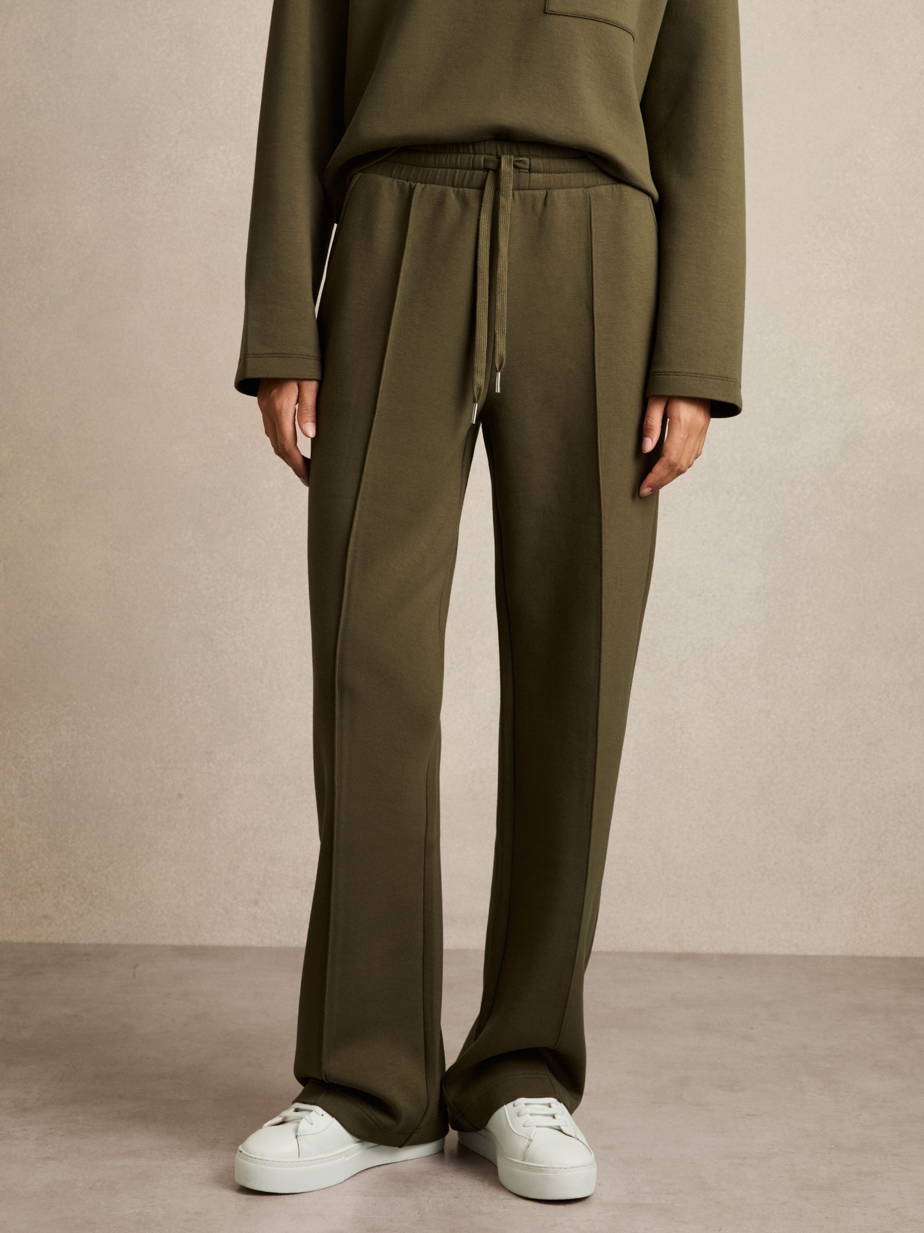 Interlock Jersey Pintuck Drawstring Joggers in Khaki