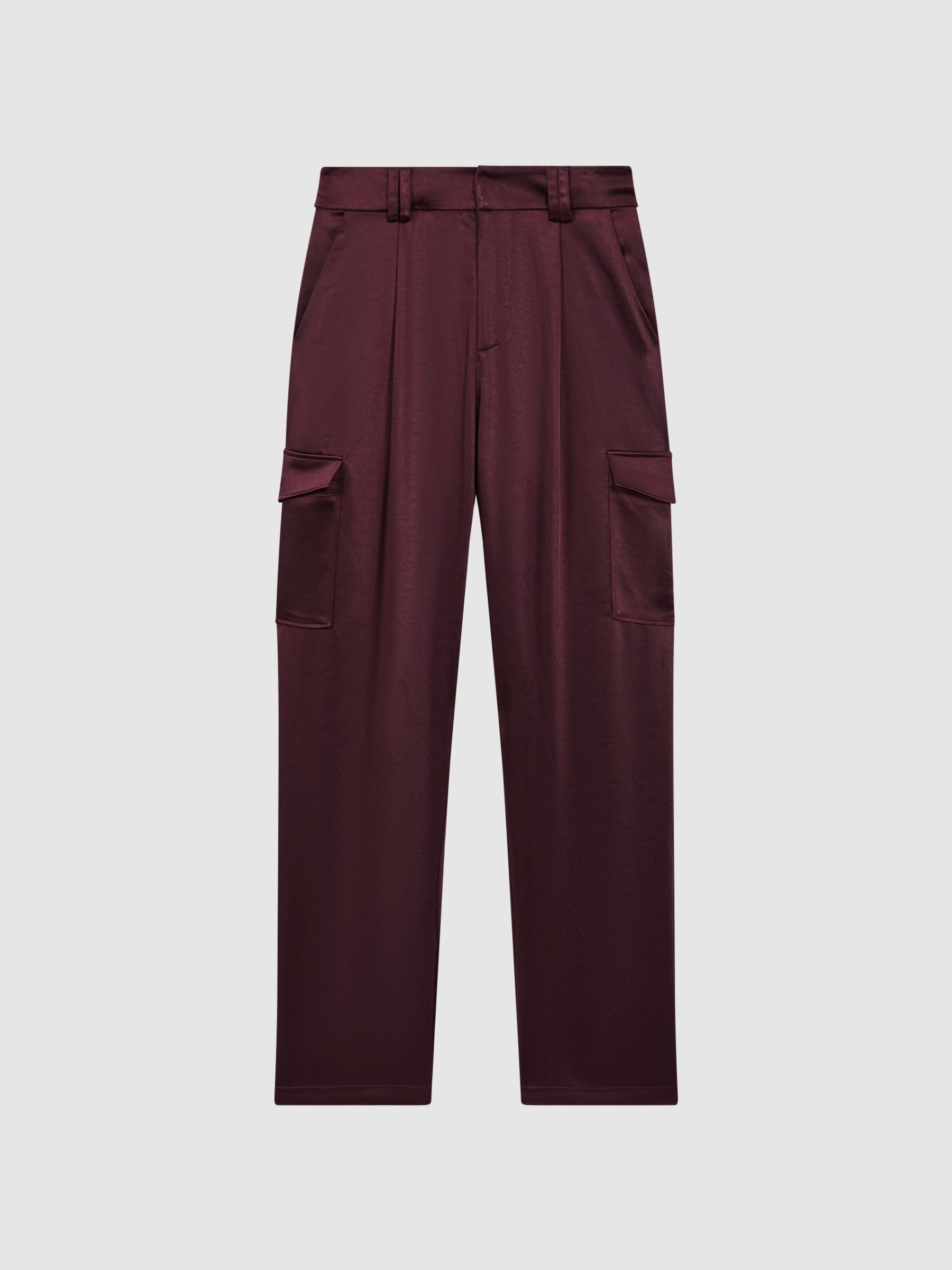 Paige Satin Cargo Trousers in Dusty Cherrywood