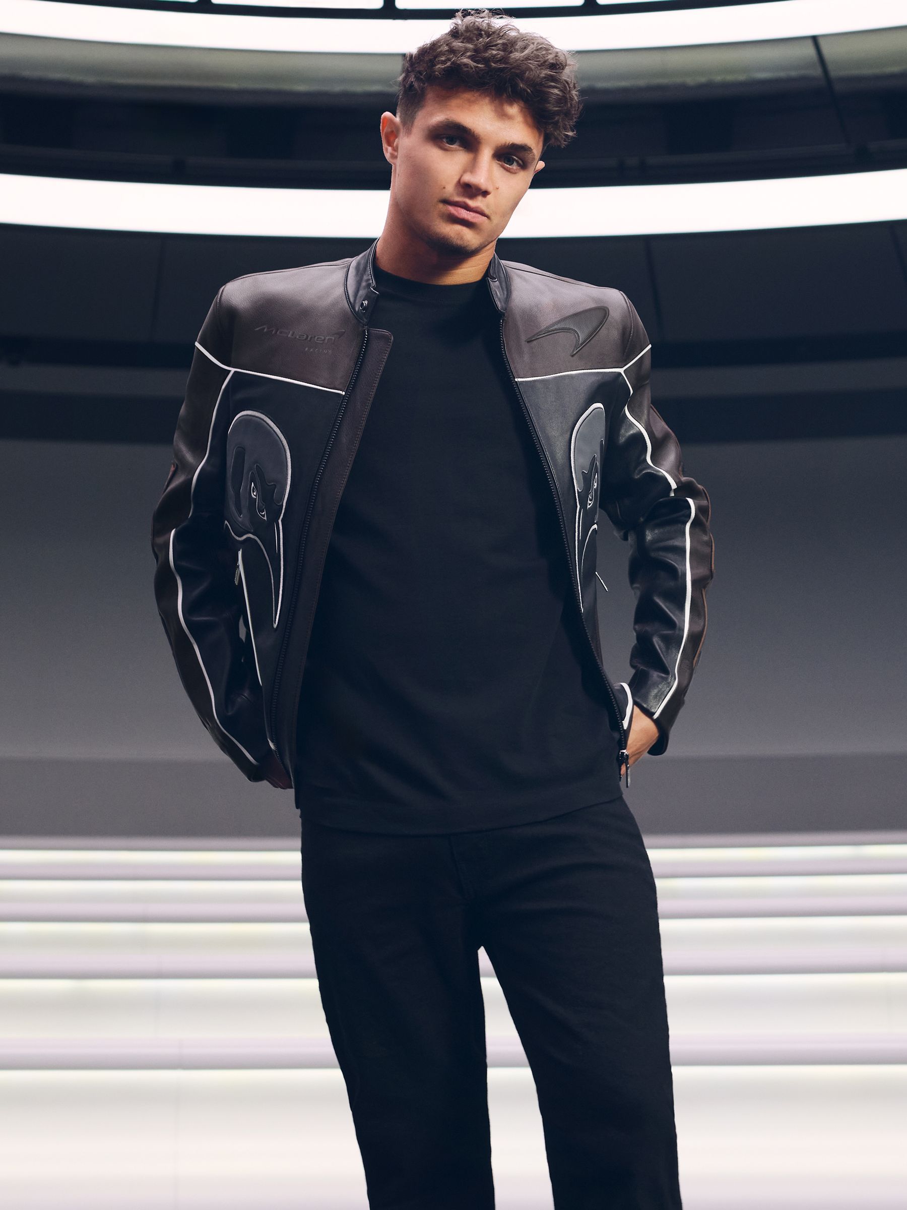 McLaren F1 Team Leather Biker Jacket in Black