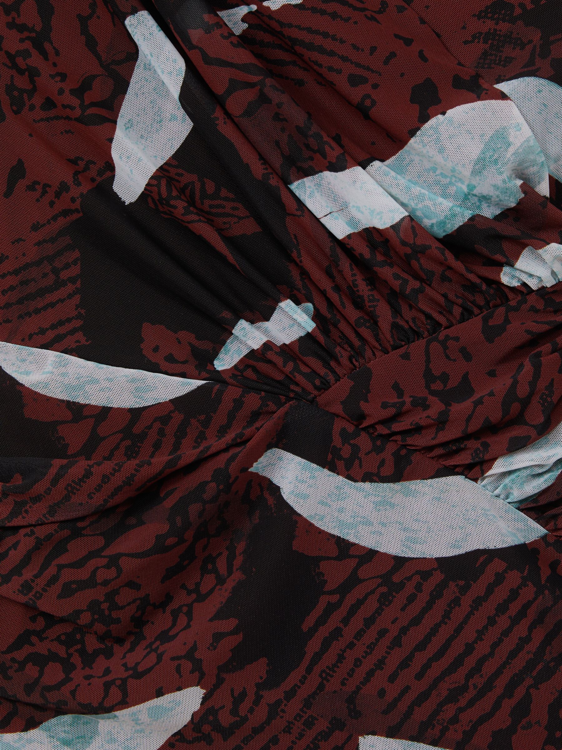 Kallie Burgundy Printed Ruched Mini Dress