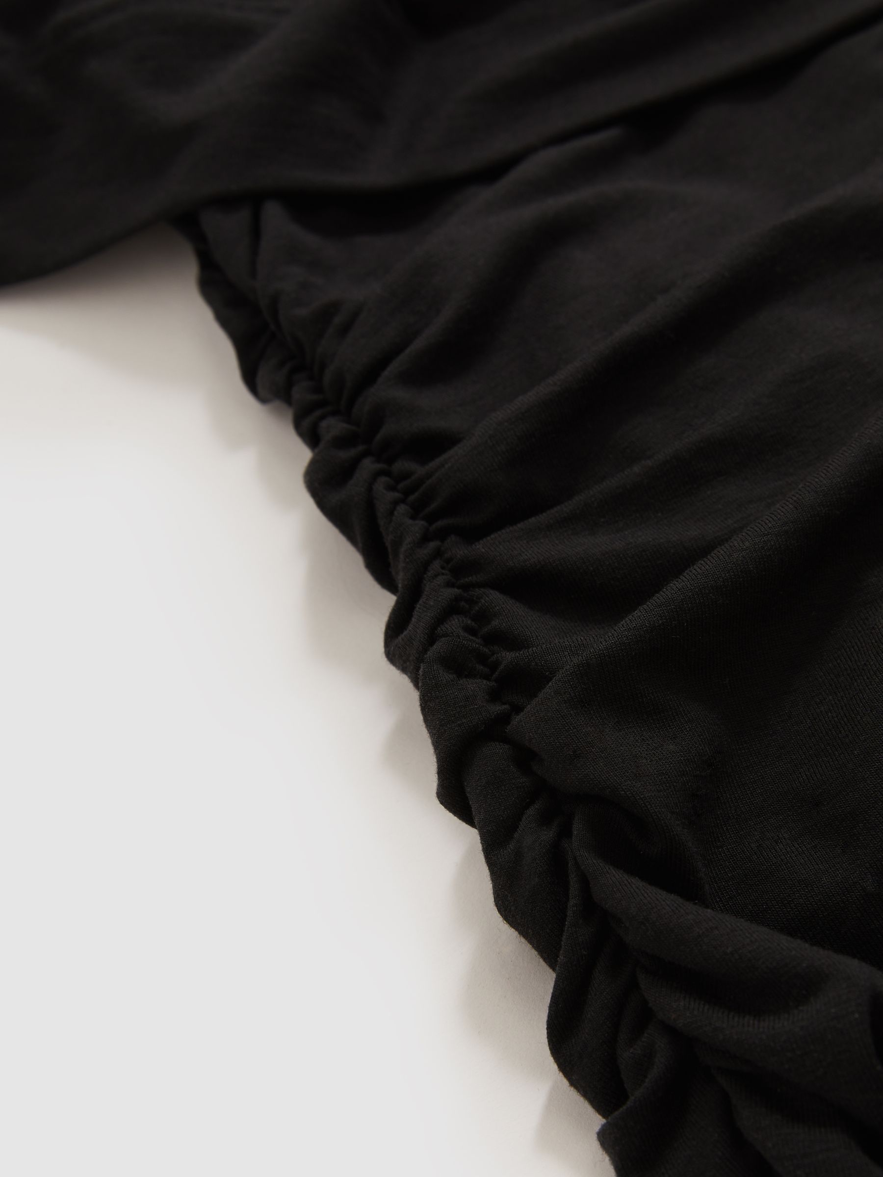 Stretch Lyocell Ruched Midi Dress in Black