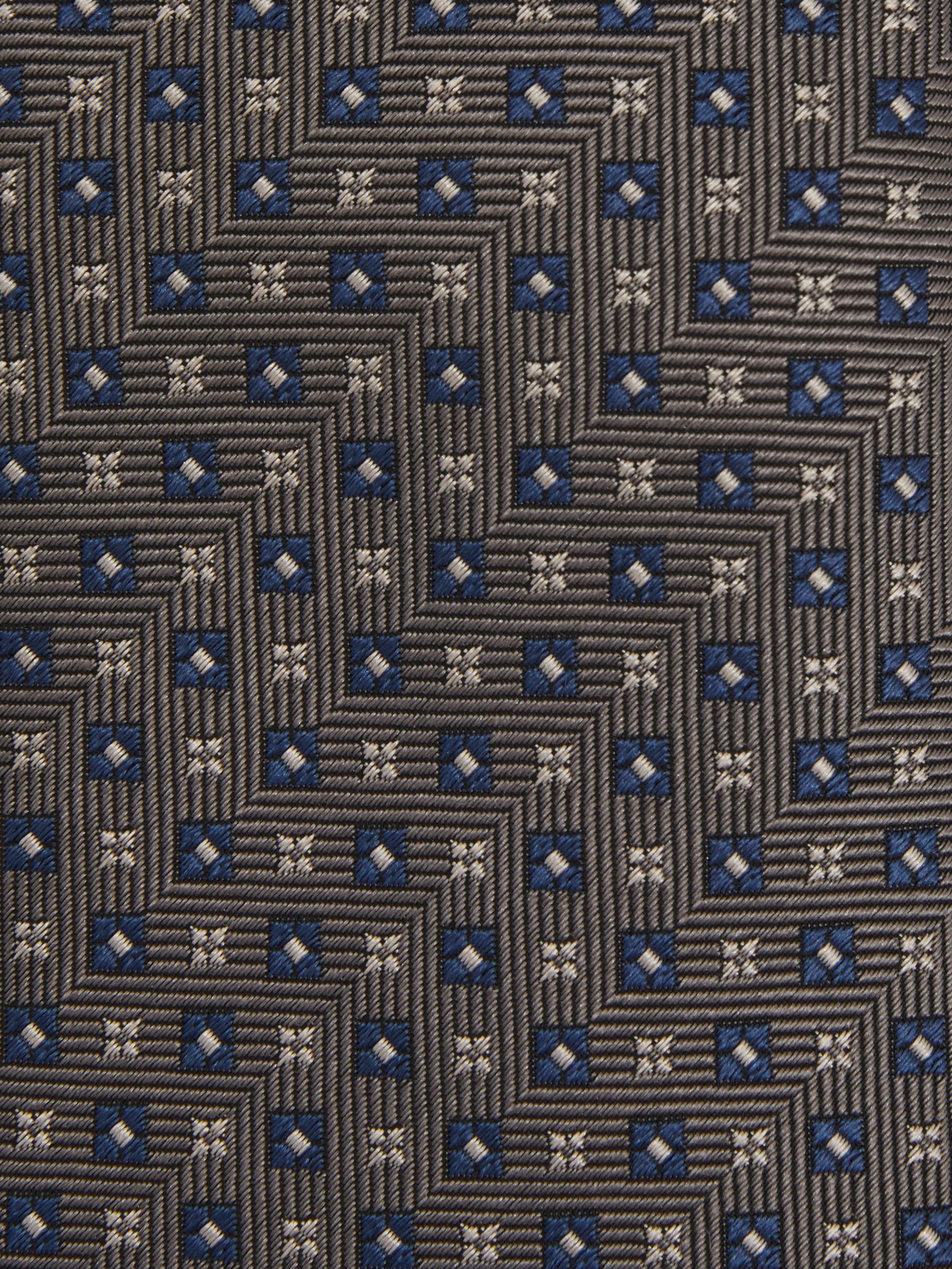 Silk Blend Foulard Floral Tie in Charcoal