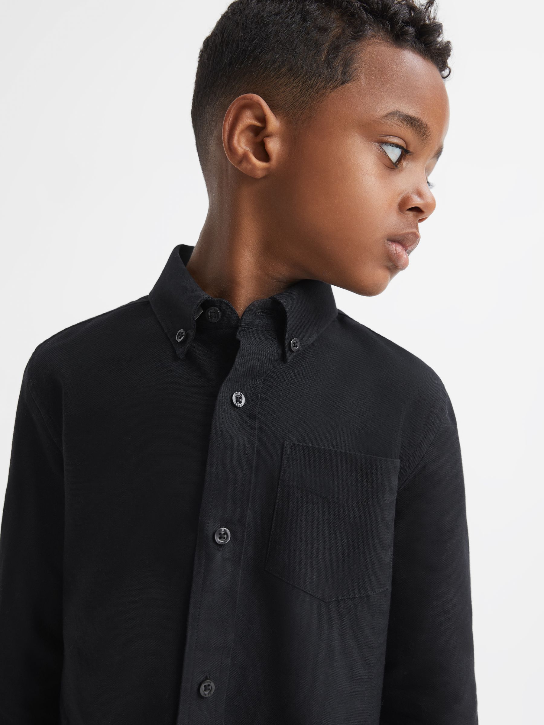 3-9 yrs Button Down Oxford Shirt in Black