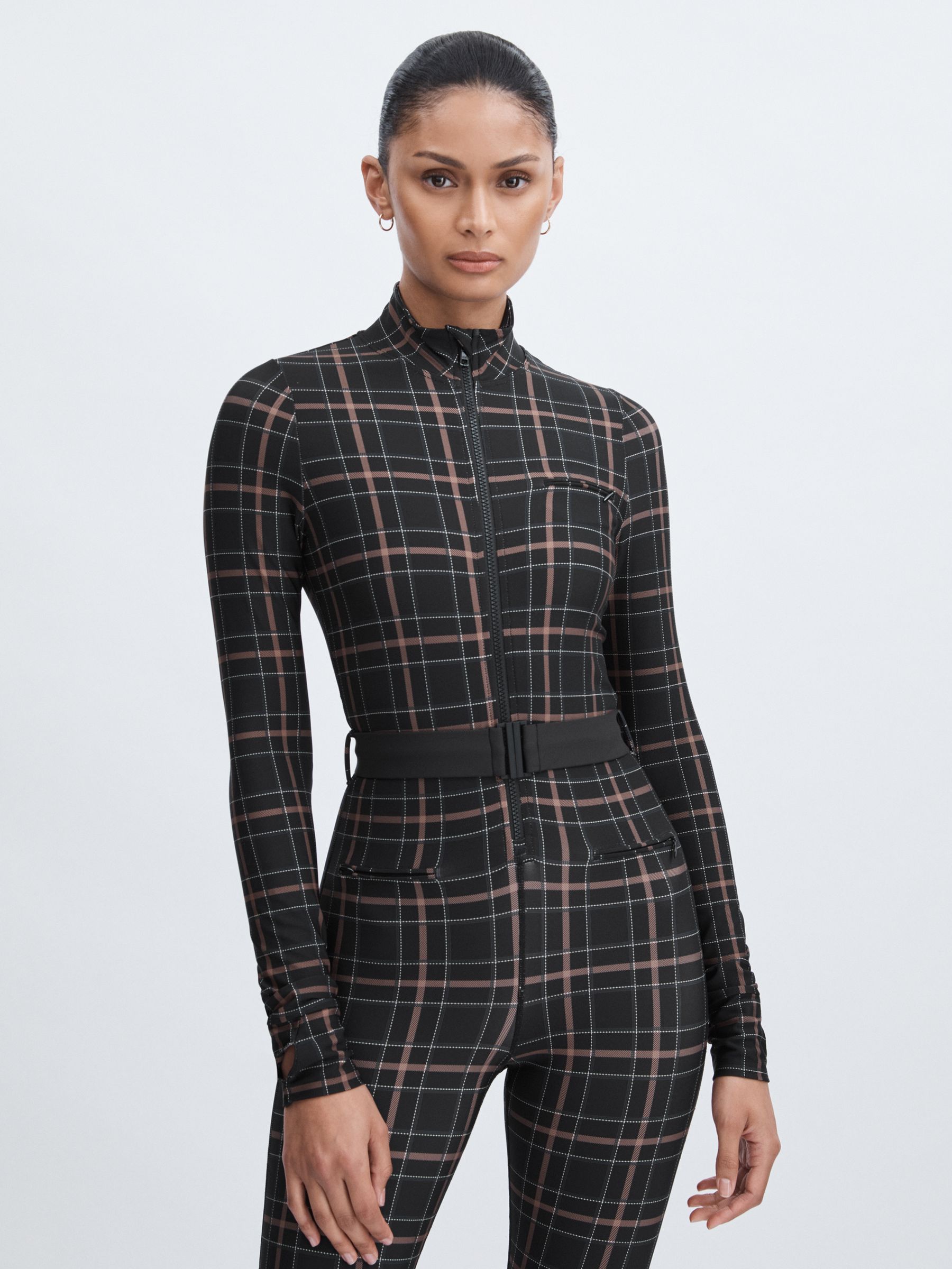 The Upside Belted Check Jumpsuit in Black Check