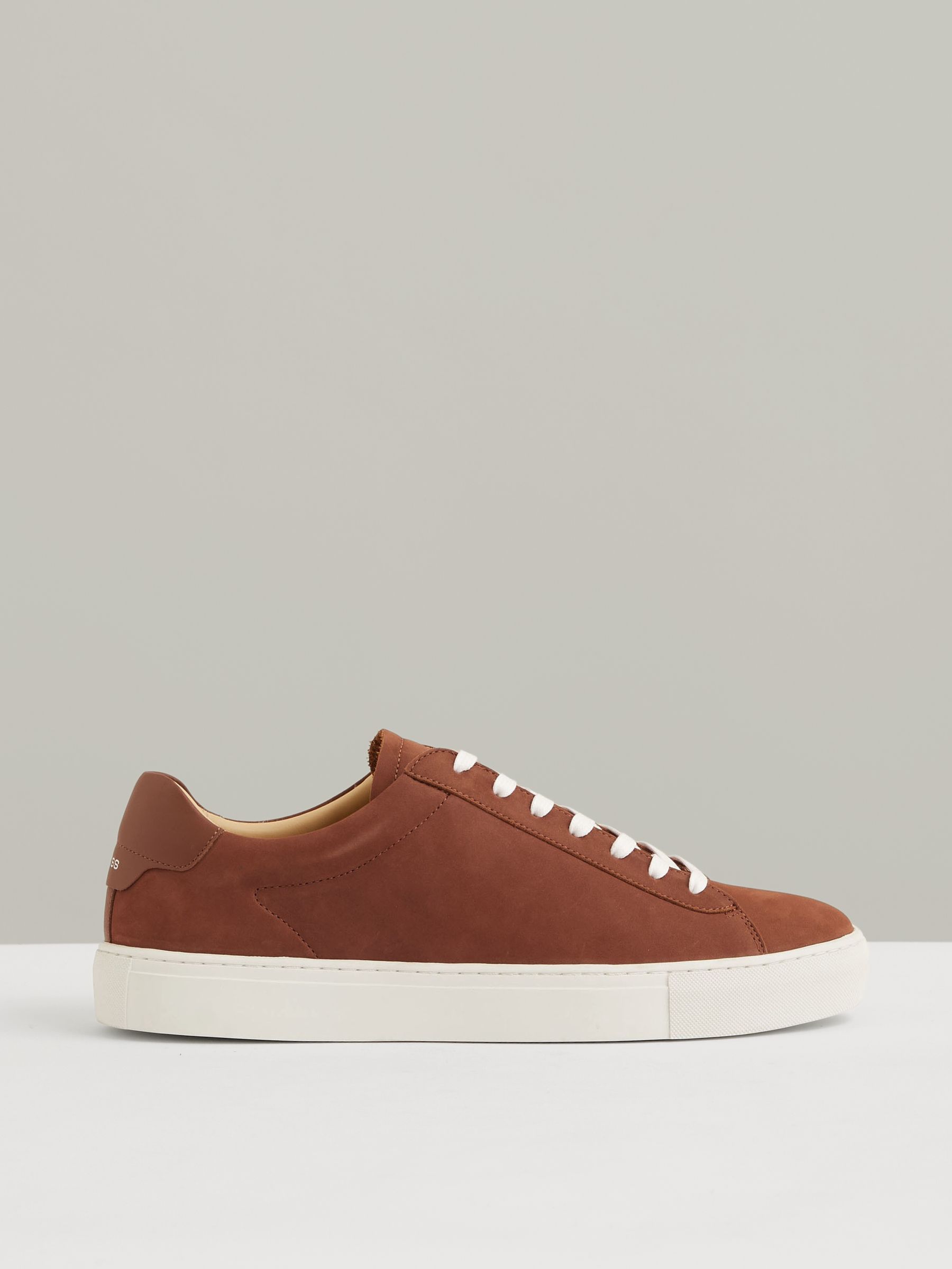 Nubuck Leather Low-Top Trainers in Brickwood Red