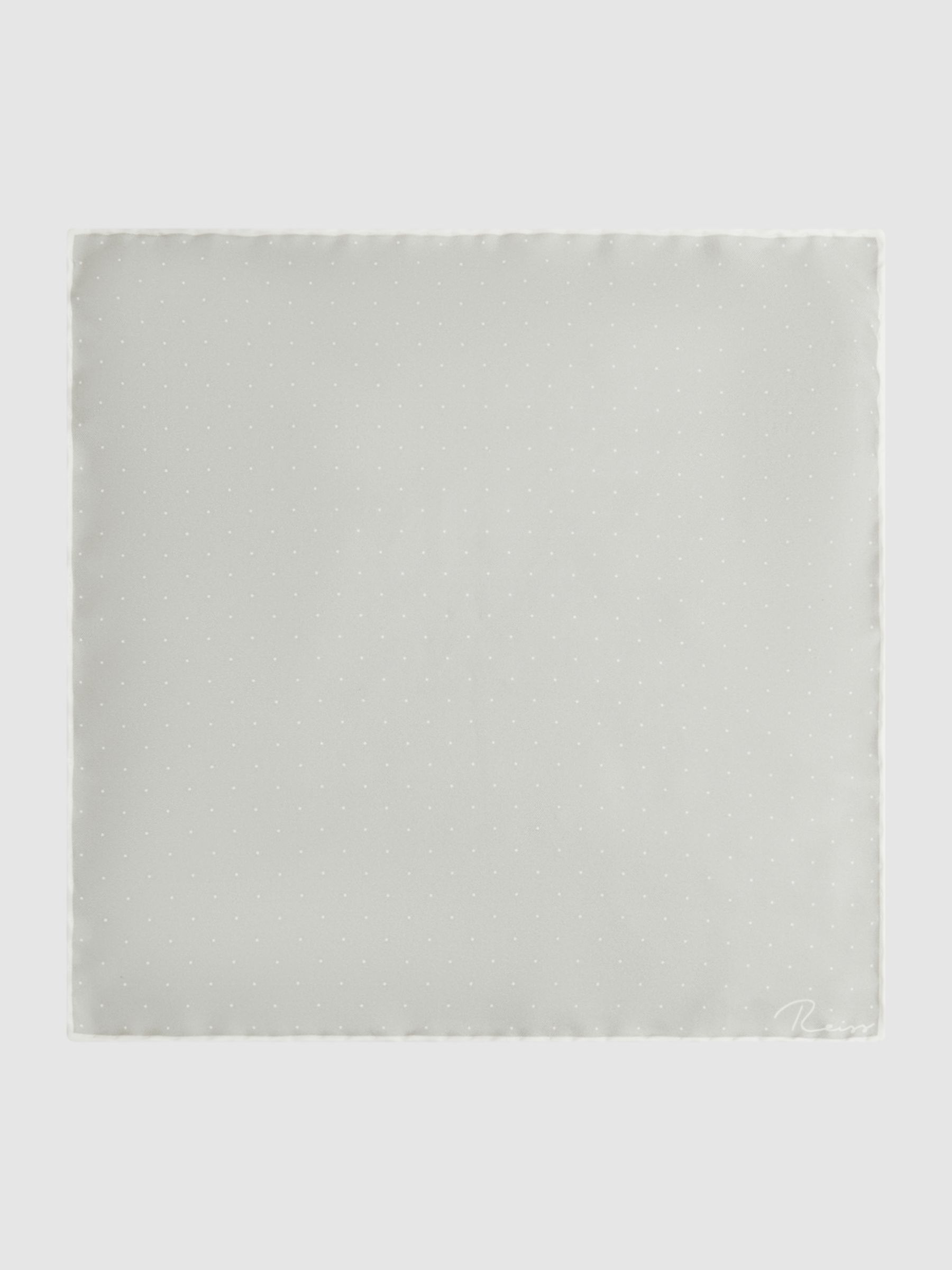 Polka Dot Silk Pocket Square in Silver