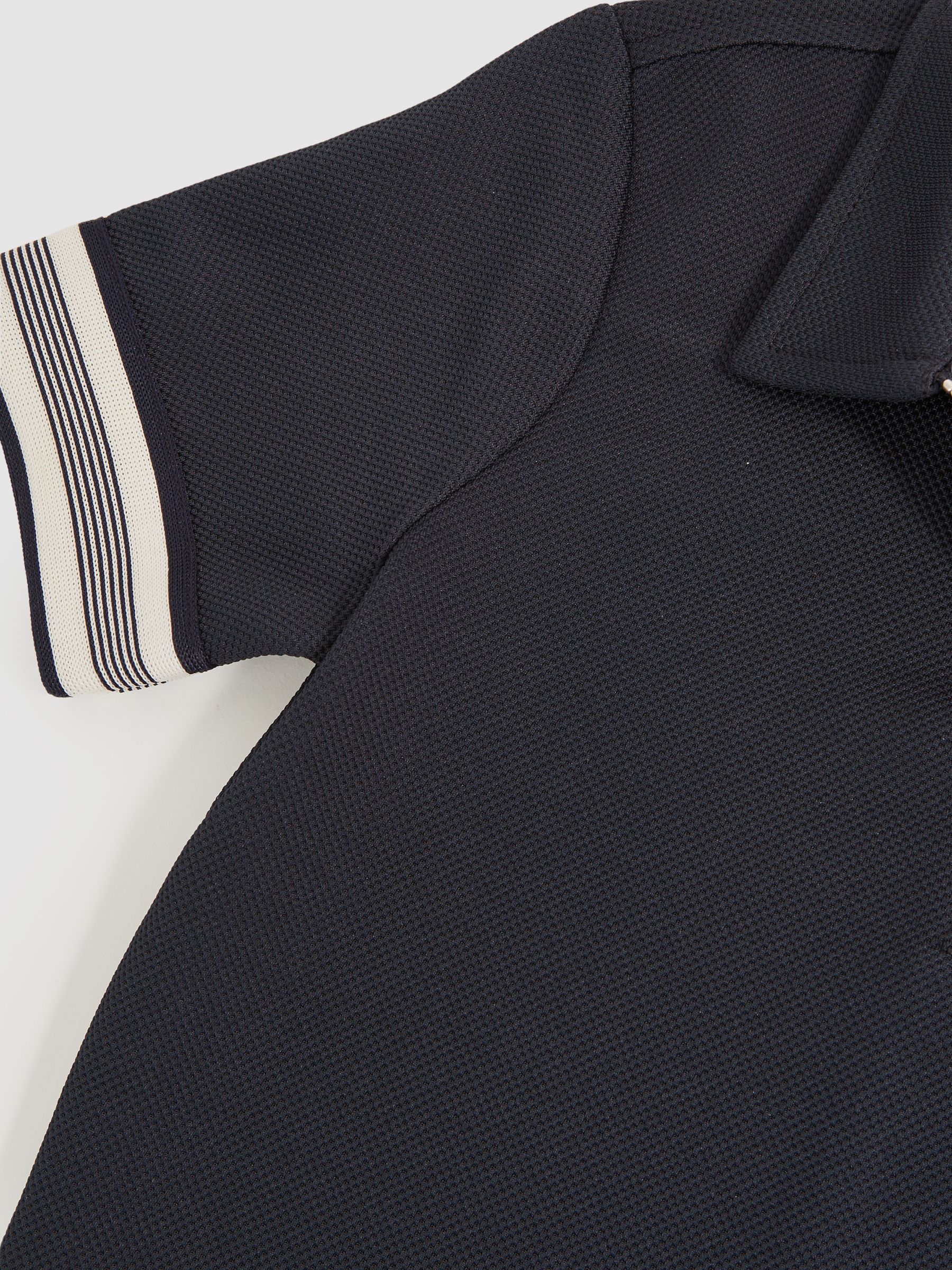 3-9 yrs Textured Half Zip Polo Shirt in Navy Blue