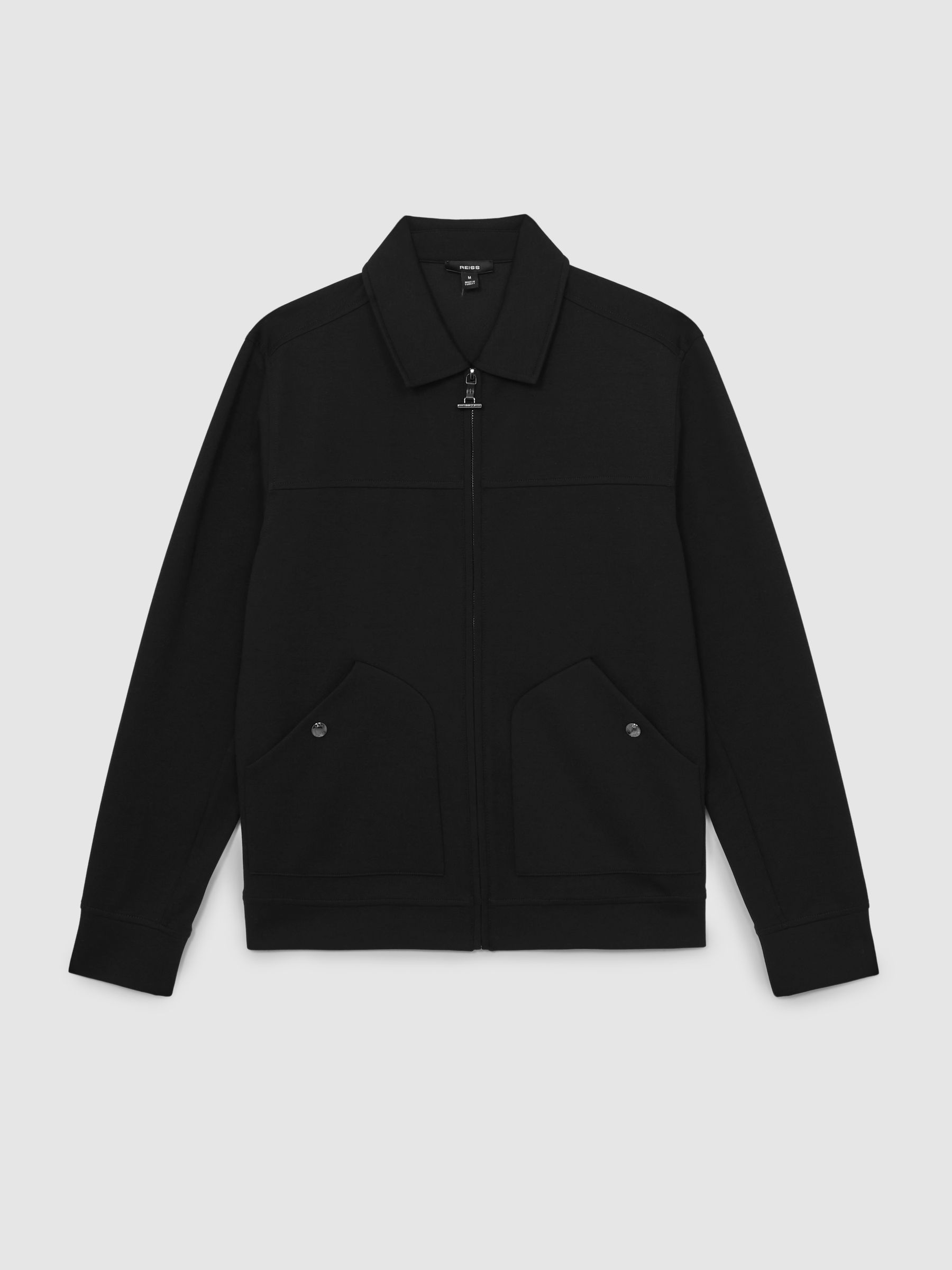 Interlock Zip Through Overshirt in Black