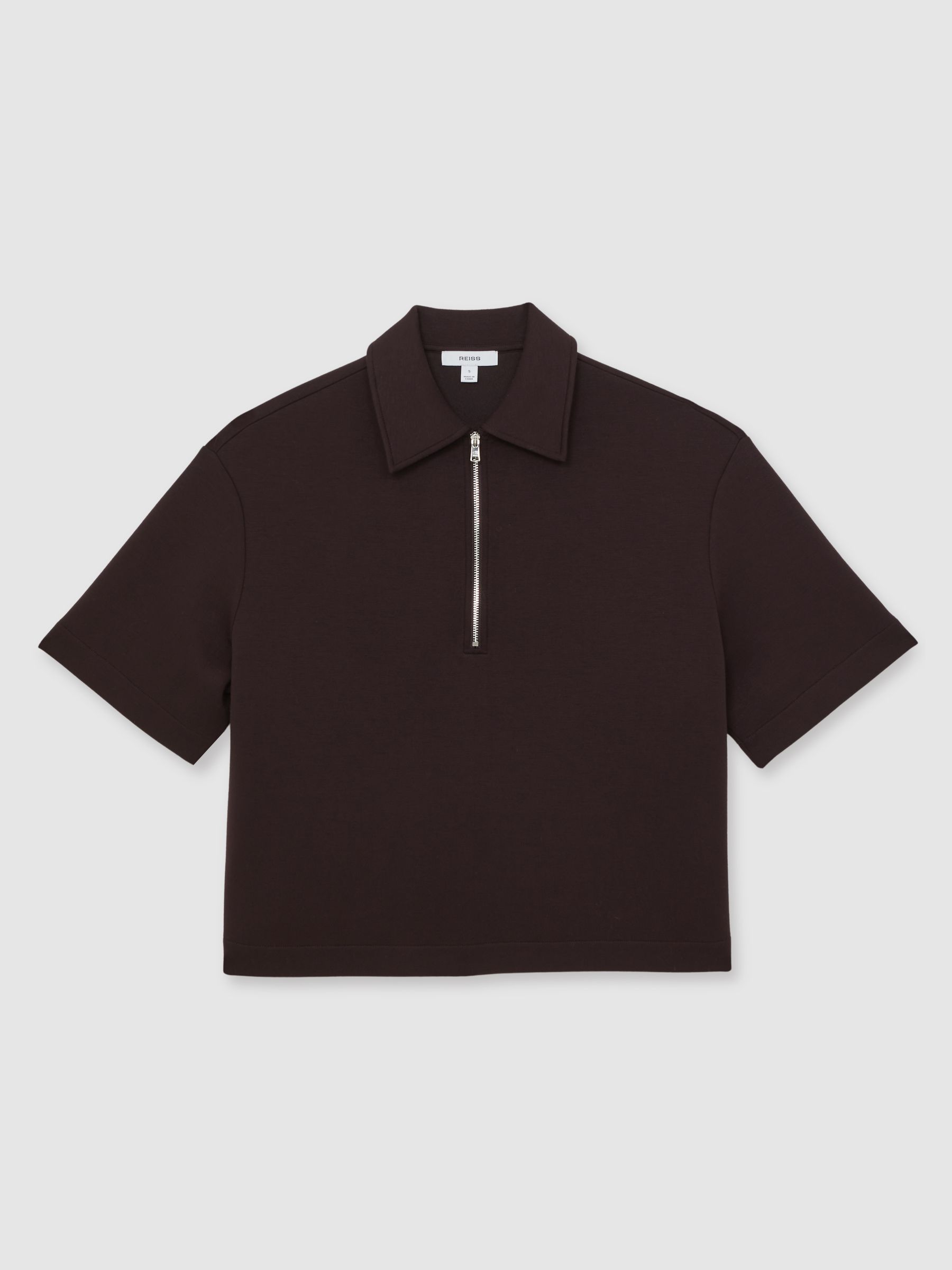 Short-Sleeve Half-Zip Sweatshirt in Plum Purple