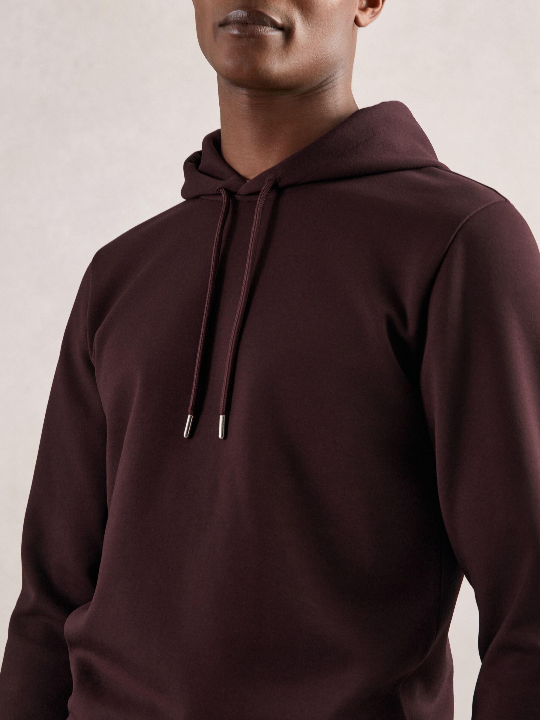 Interlock Jersey Drawstring Hoodie in Cherry Red