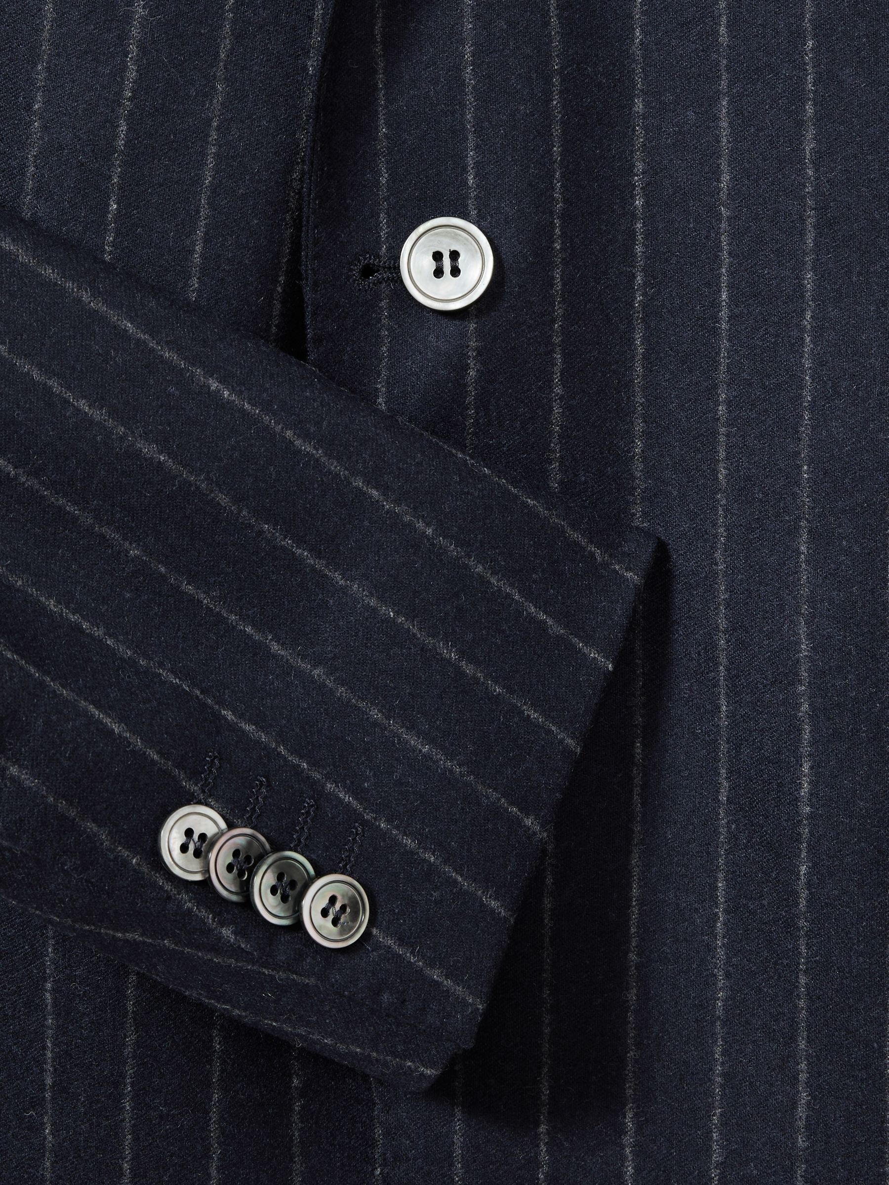 Oscar Jacobson Wool Single-Breasted Pinstripe Blazer in Navy