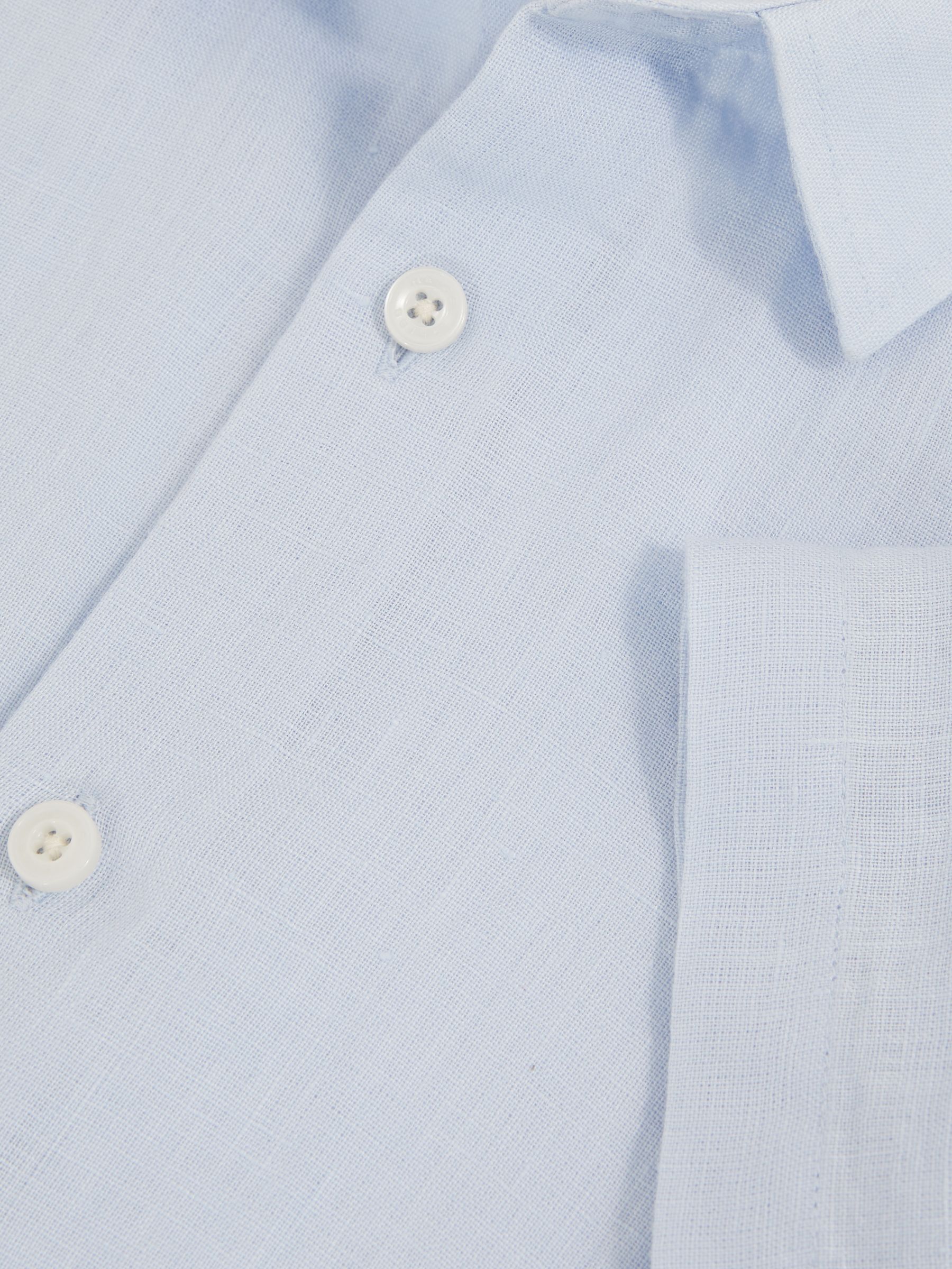 3-9 yrs Linen Short-Sleeve Shirt in Pale Blue