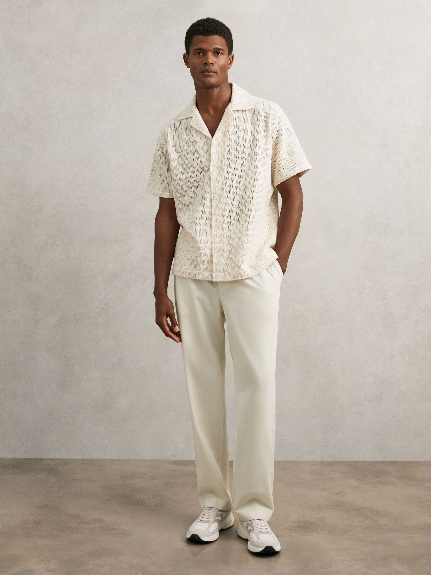 Panelled Running Trainers in Off White/Stone