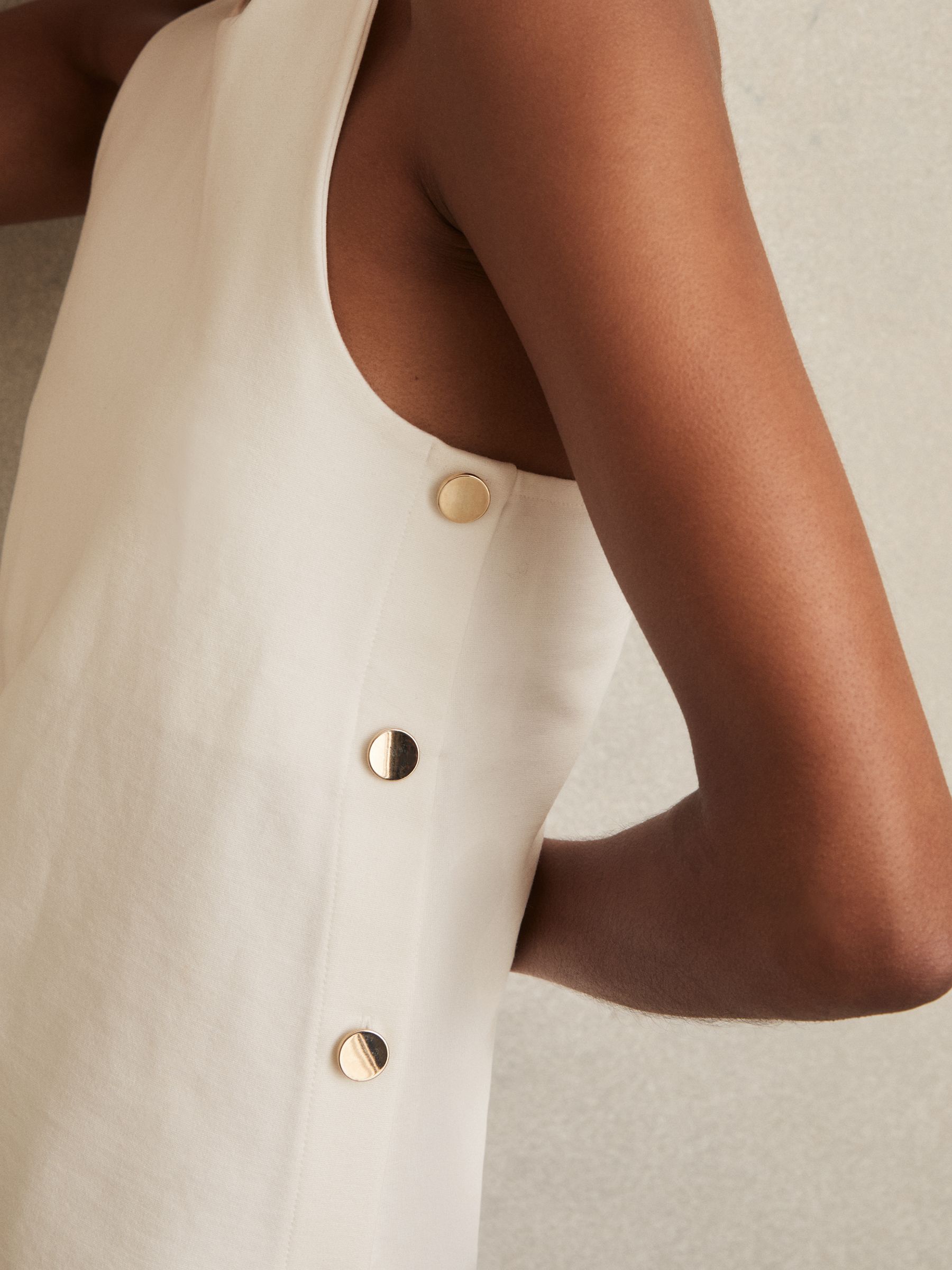 Button Side Sleeveless Top in Ivory