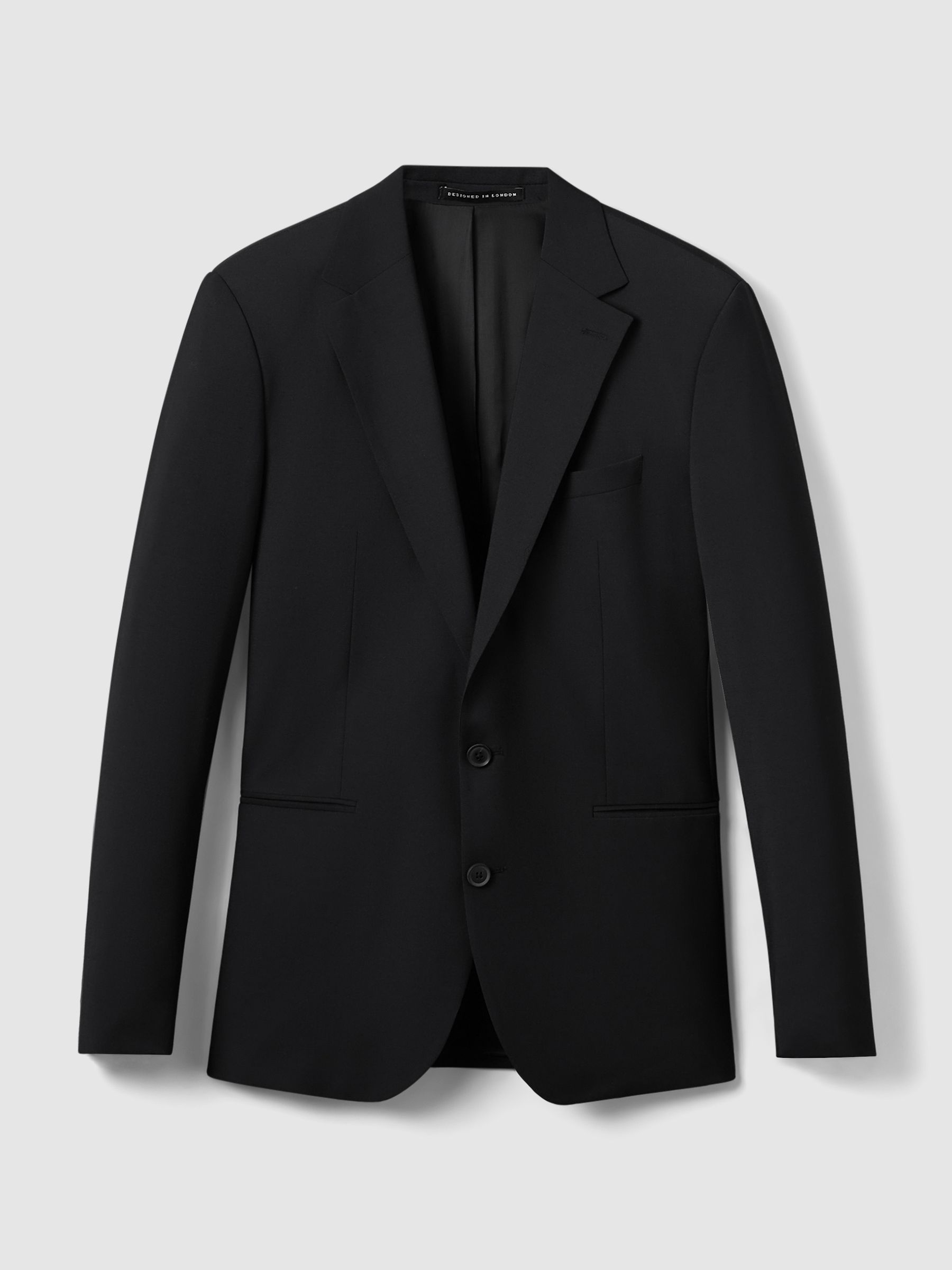 Slim-Fit Wool-Blend Single-Breasted Suit Blazer in Black