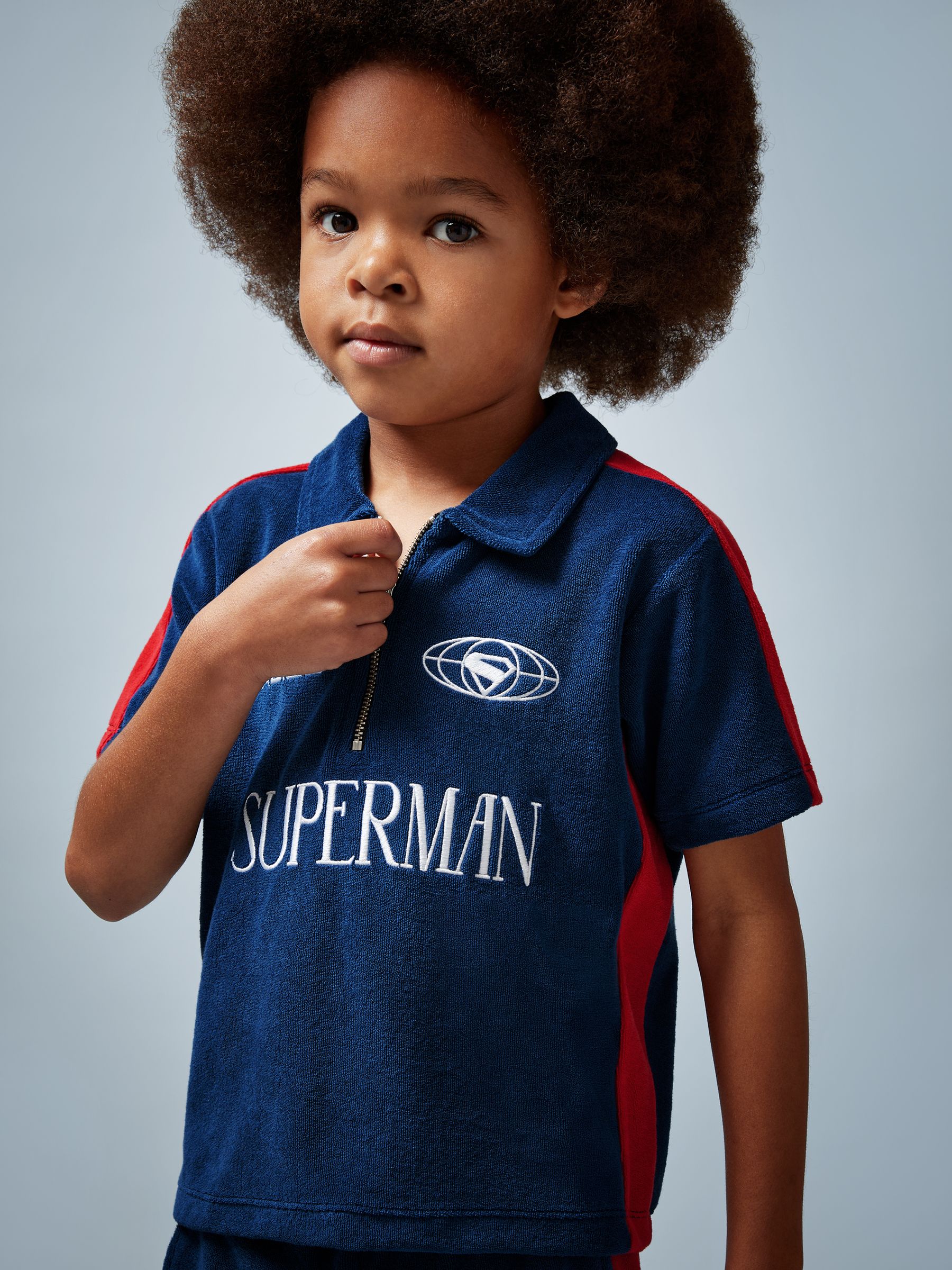 9-13 yrs Superman | Reiss Towelling Polo Shirt in Blue/Red