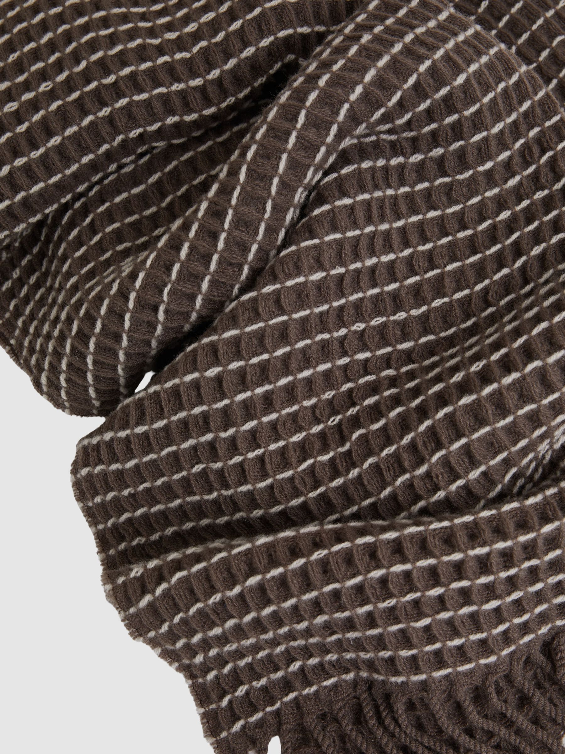 Wool Waffle Scarf in Taupe