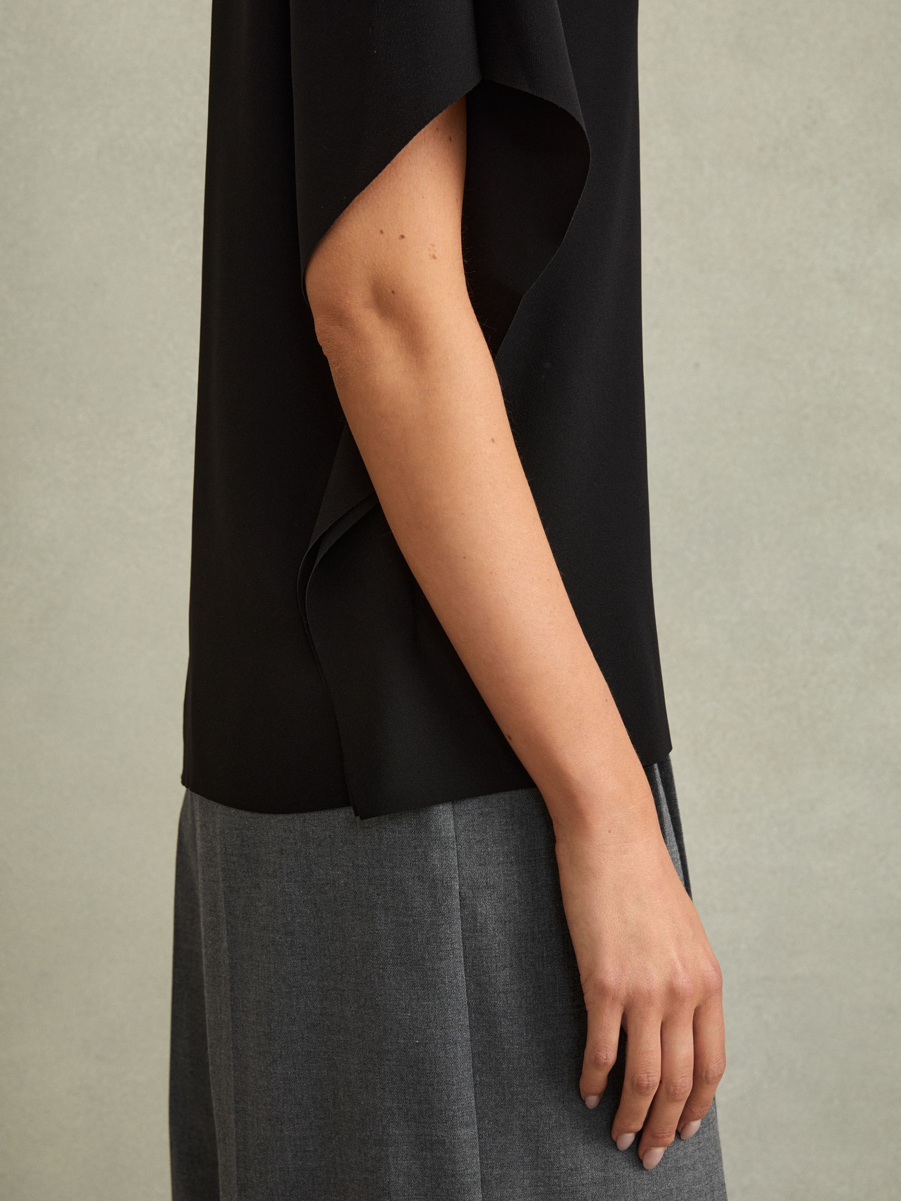 Draped Sleeve Top in Black
