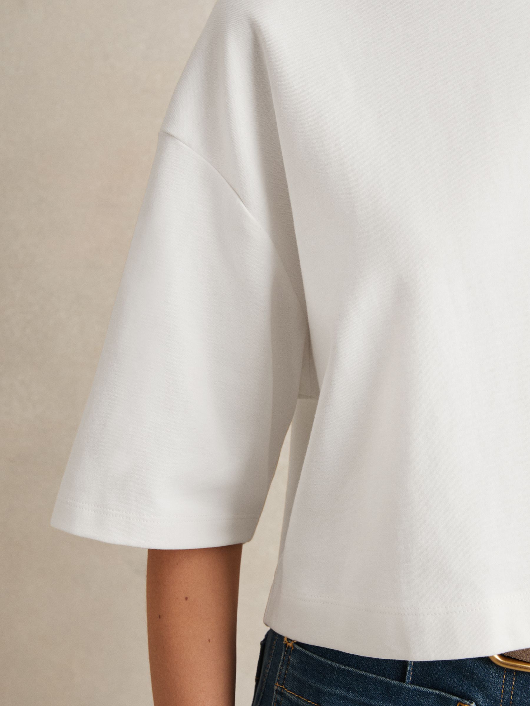Stretch-Cotton Cropped T-Shirt in White