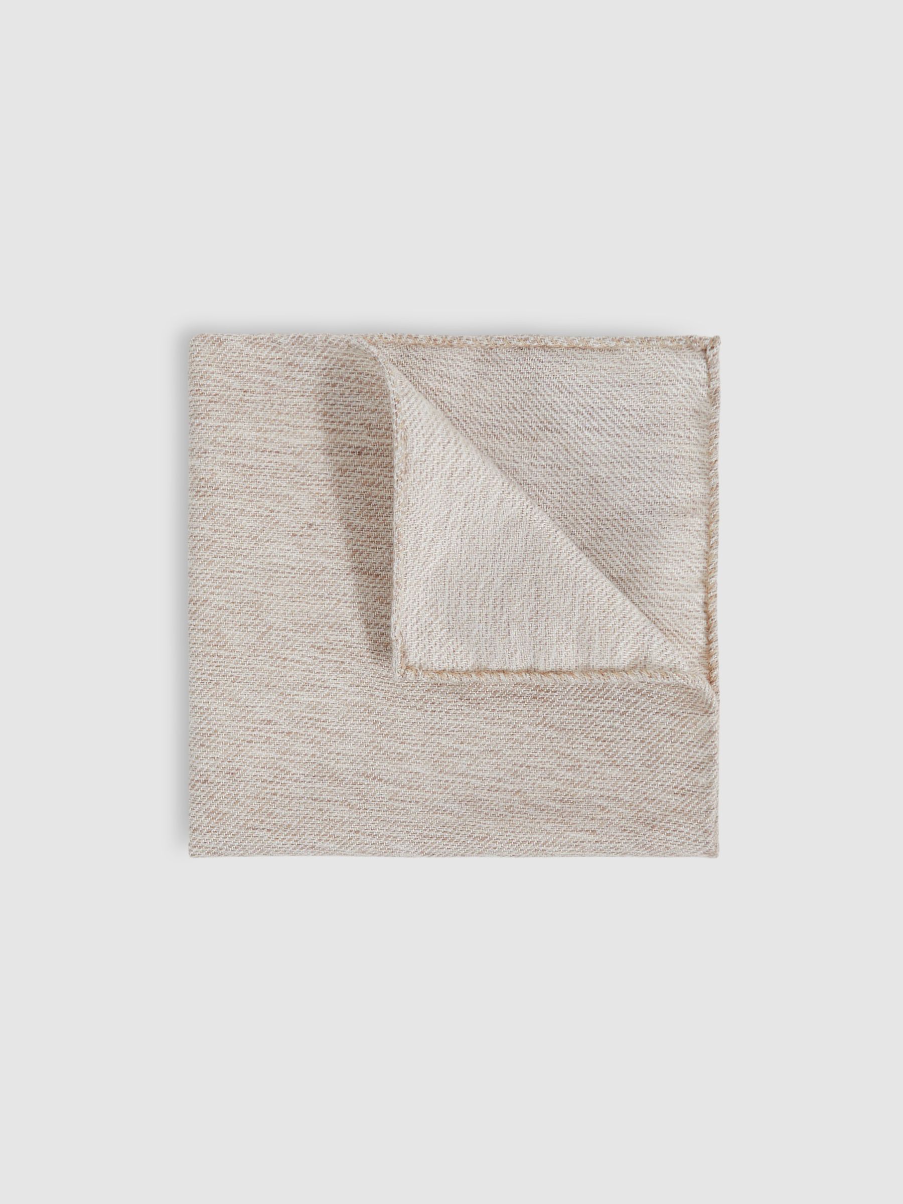 Wool Silk Textured Pocket Square in Oatmeal