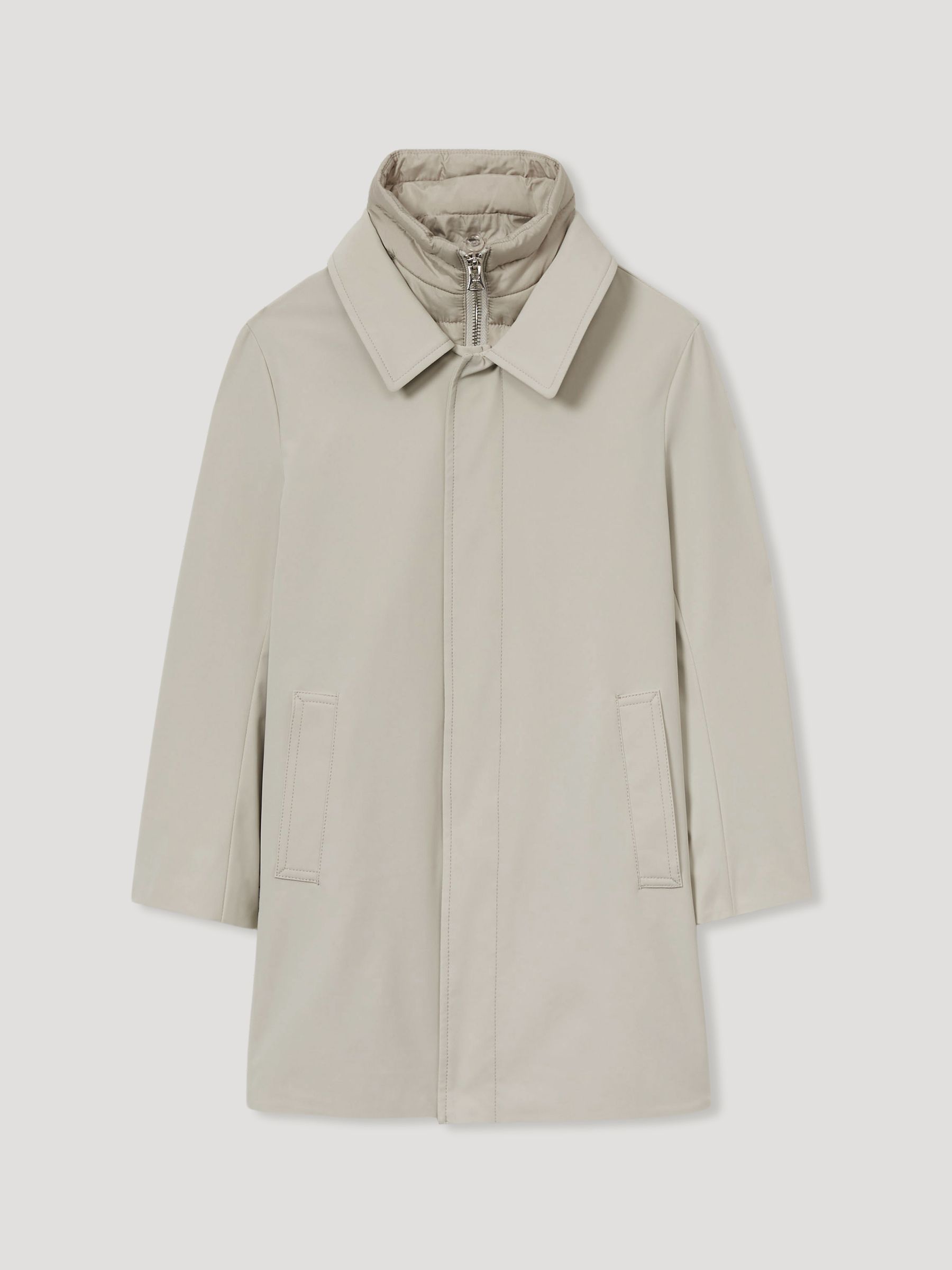 9-13 yrs Gabardine Coat with Removable Gilet in Stone