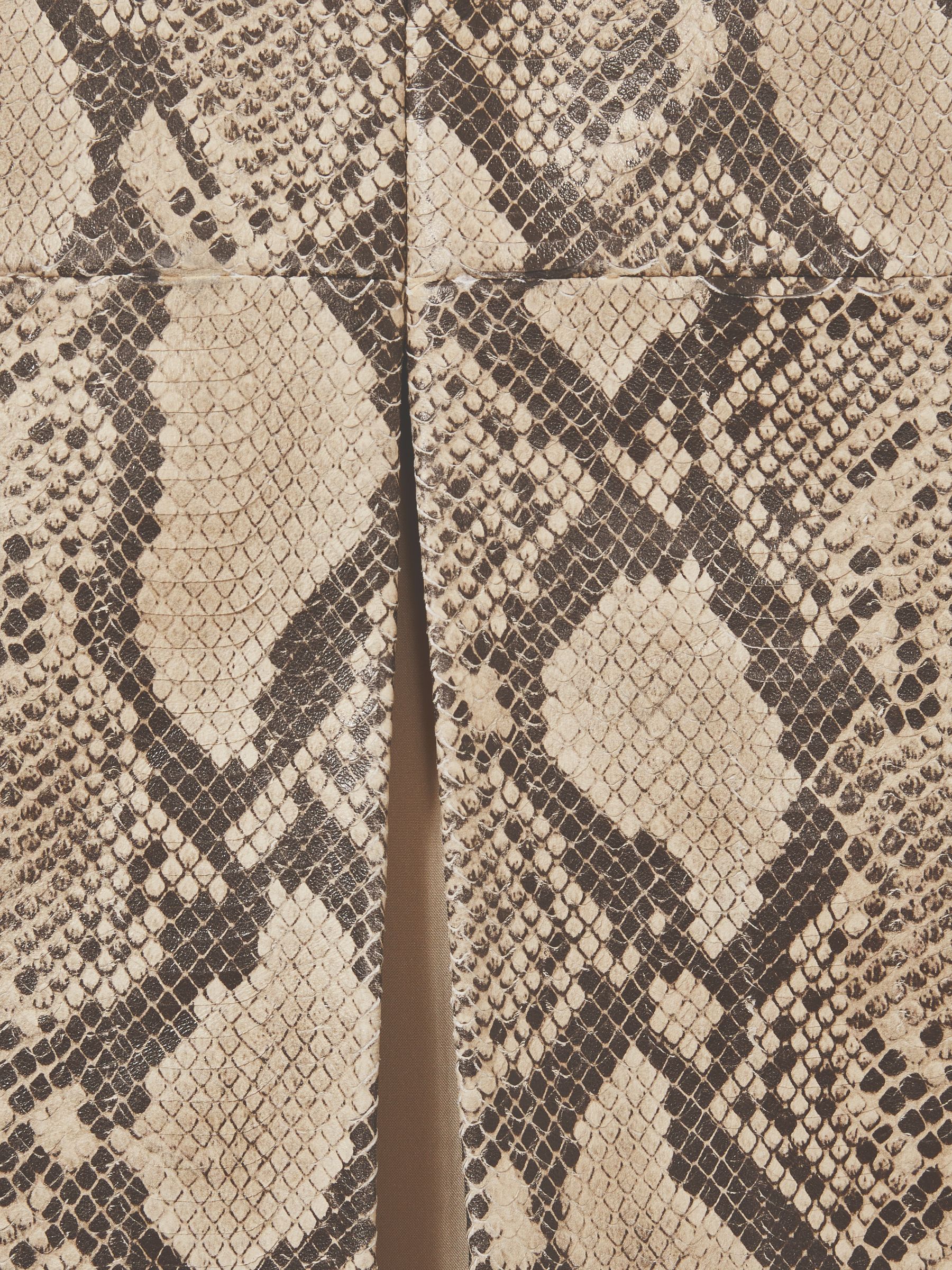 Leather Snakeskin-Effect Pencil Skirt in Neutral
