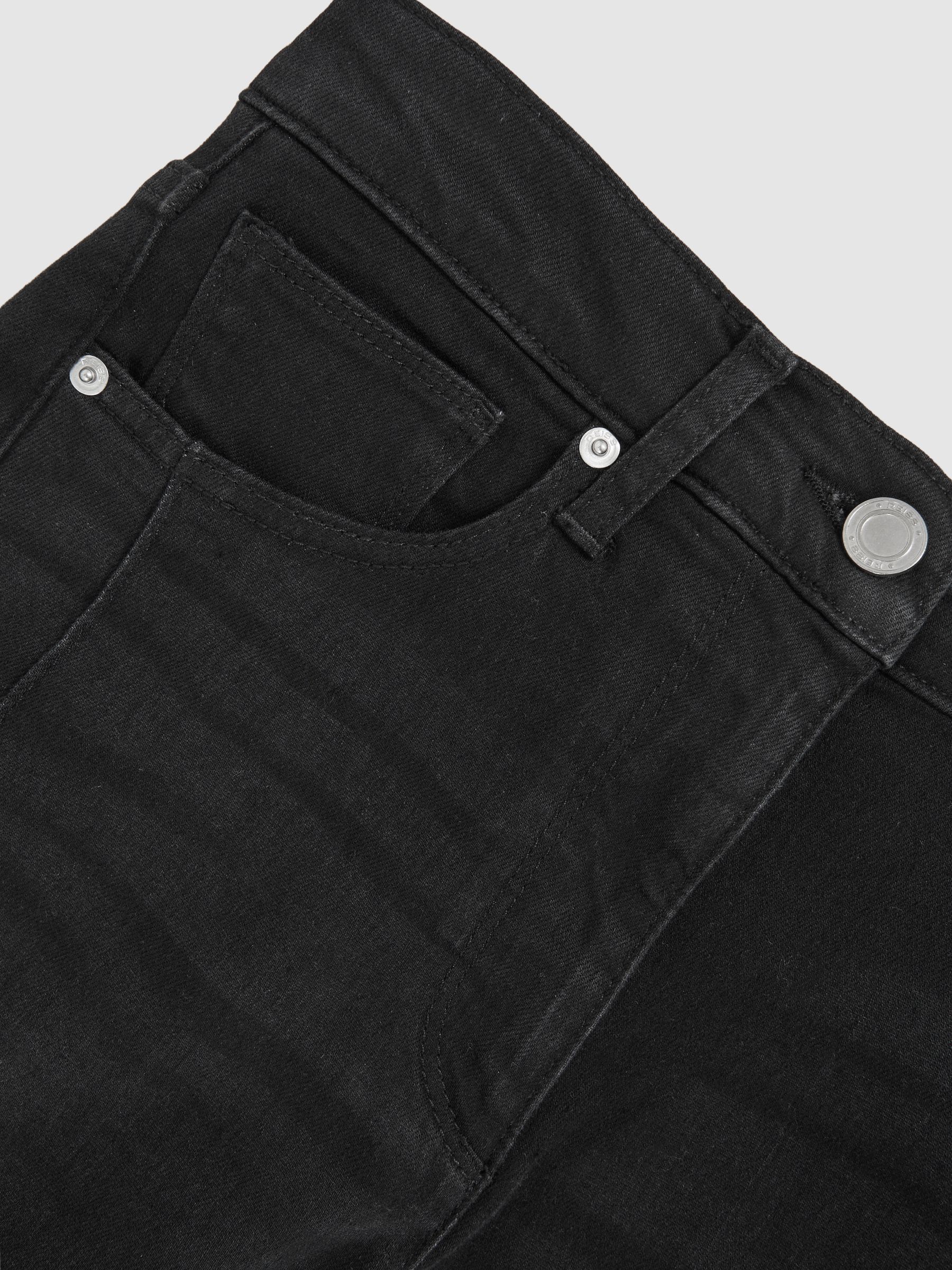 Petite Stretch-Cotton Wide-Leg Jeans in Black