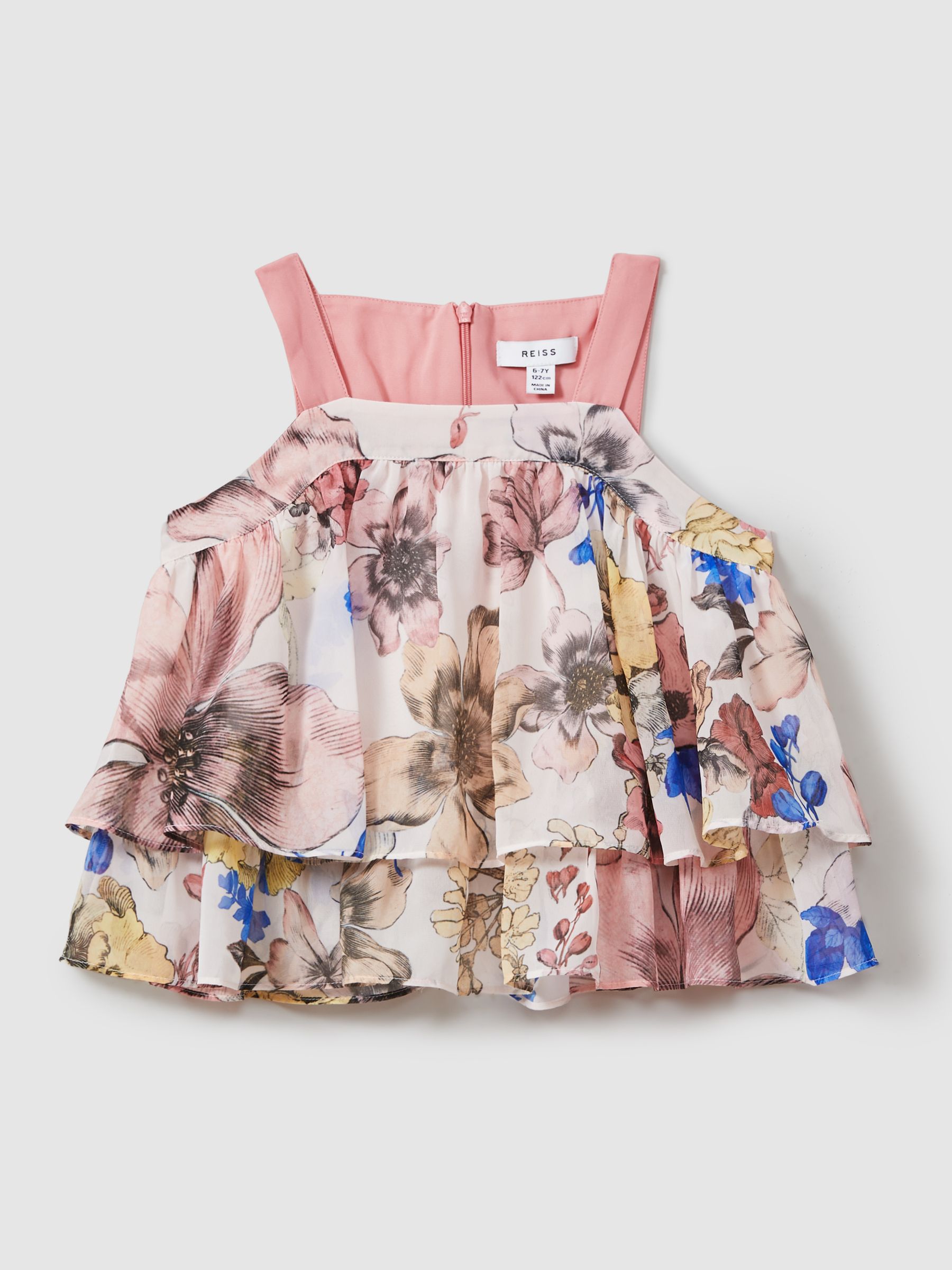 9-13 yrs Tiered Floral Print Top Co-Ord in Pink Print