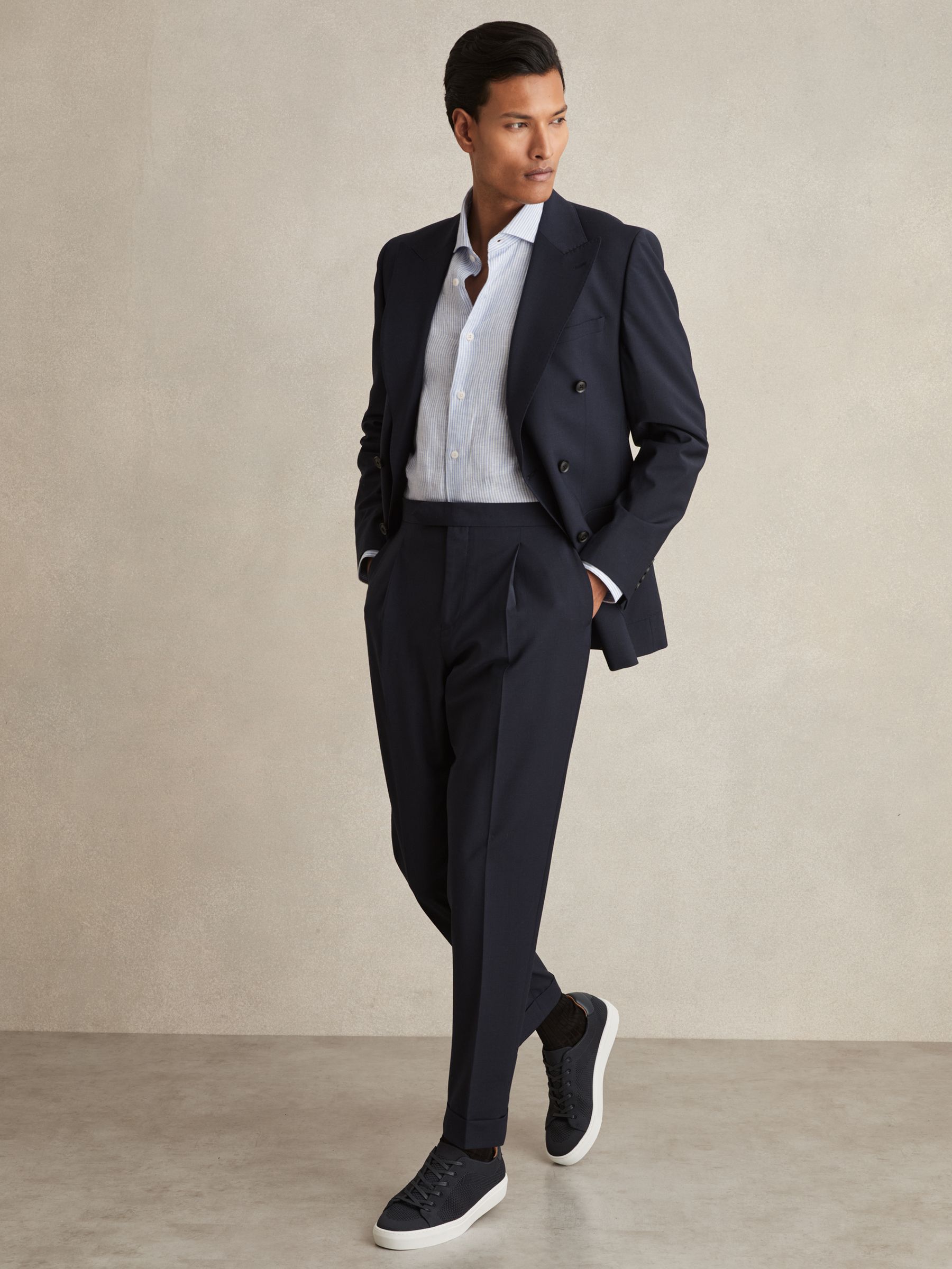 Knitted Low-Top Trainers in Navy