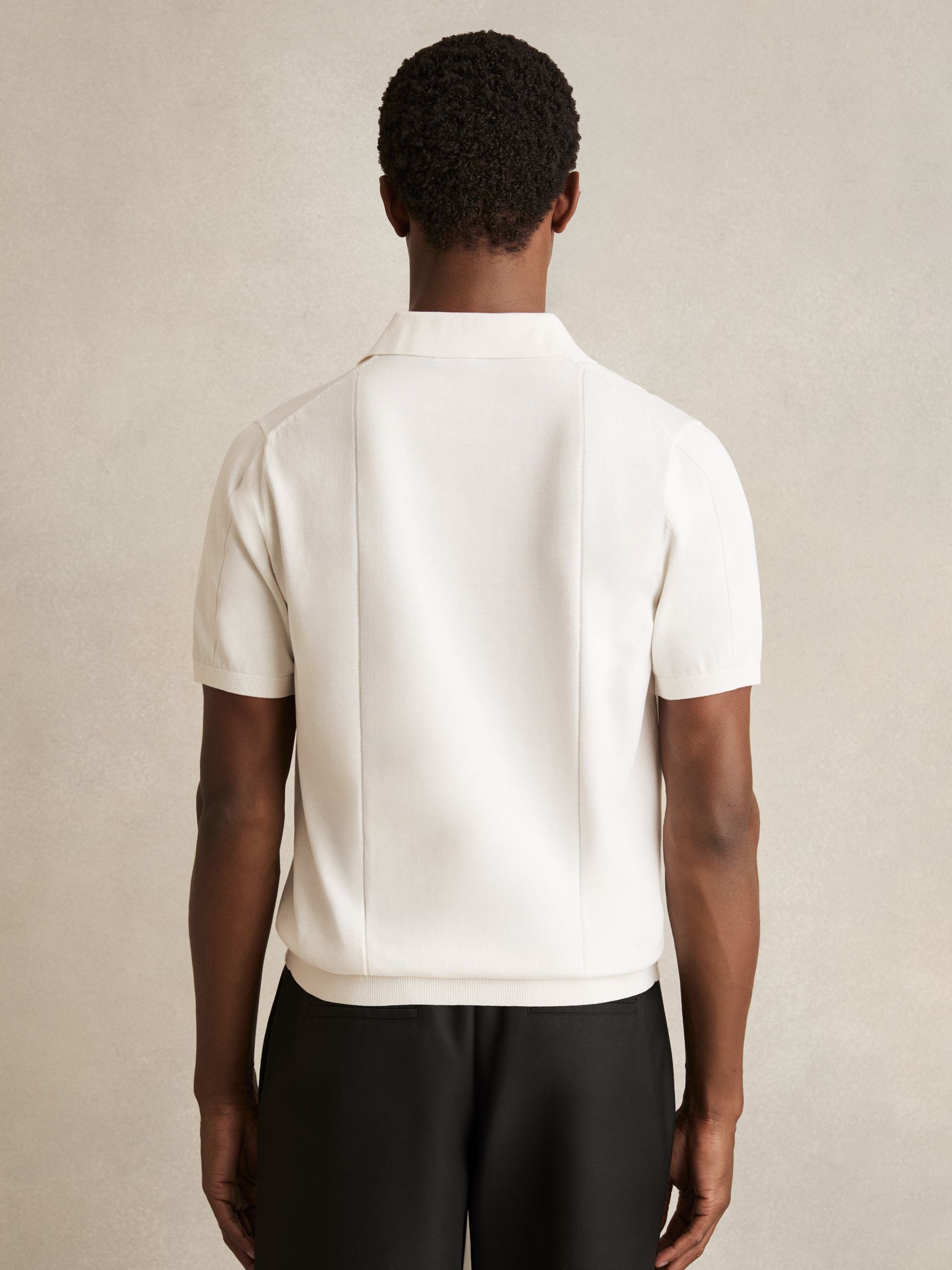 Cotton-Silk Polo Shirt in Off White