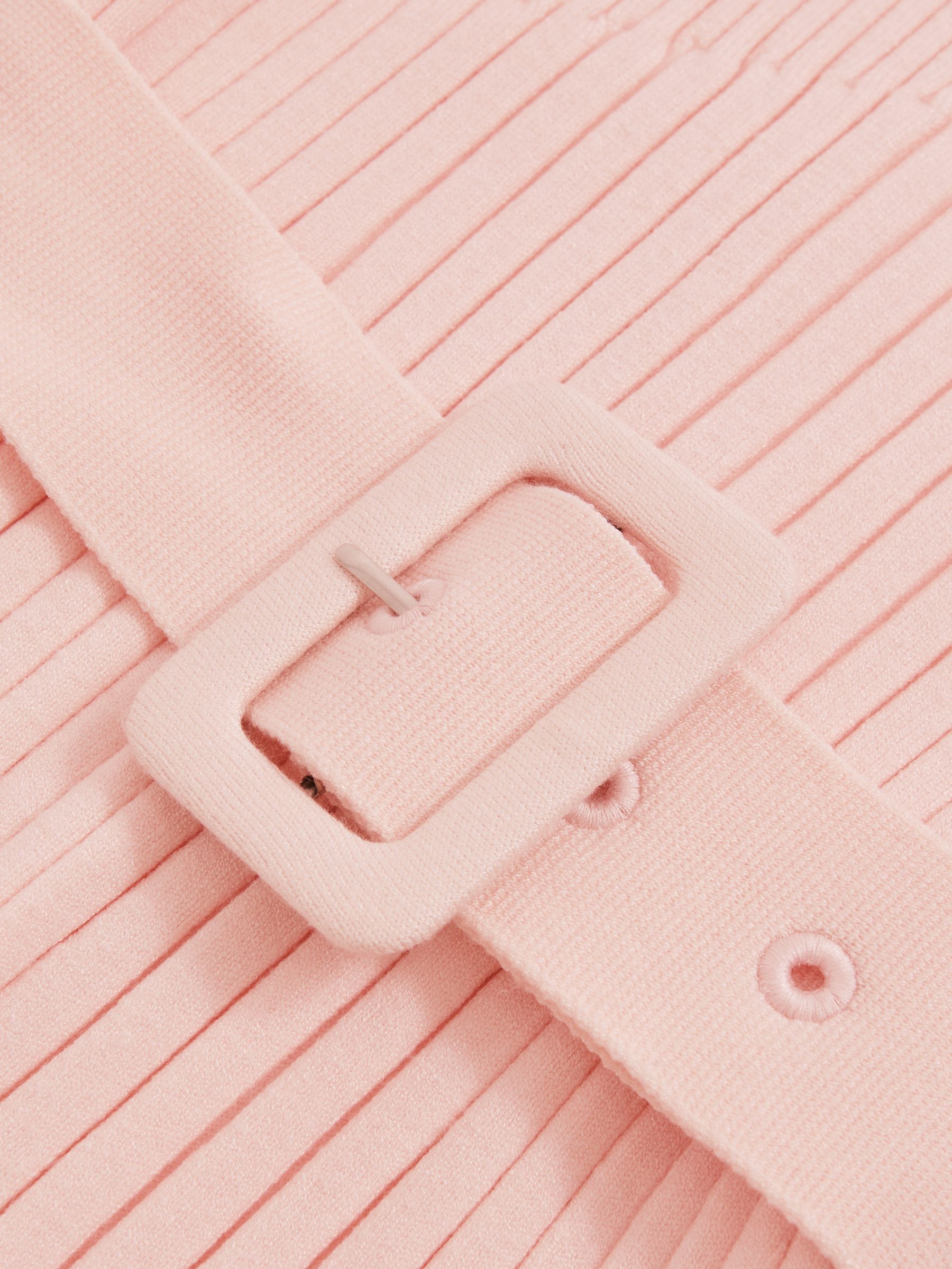 3-9 yrs Rib-Knit Roll-Neck Belted Dress in Pink