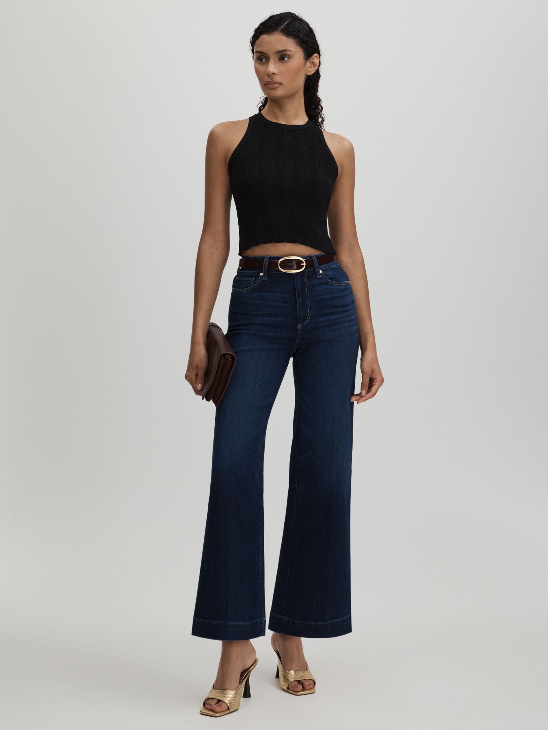 Paige Flared Cropped Jeans in Symbolism Blue