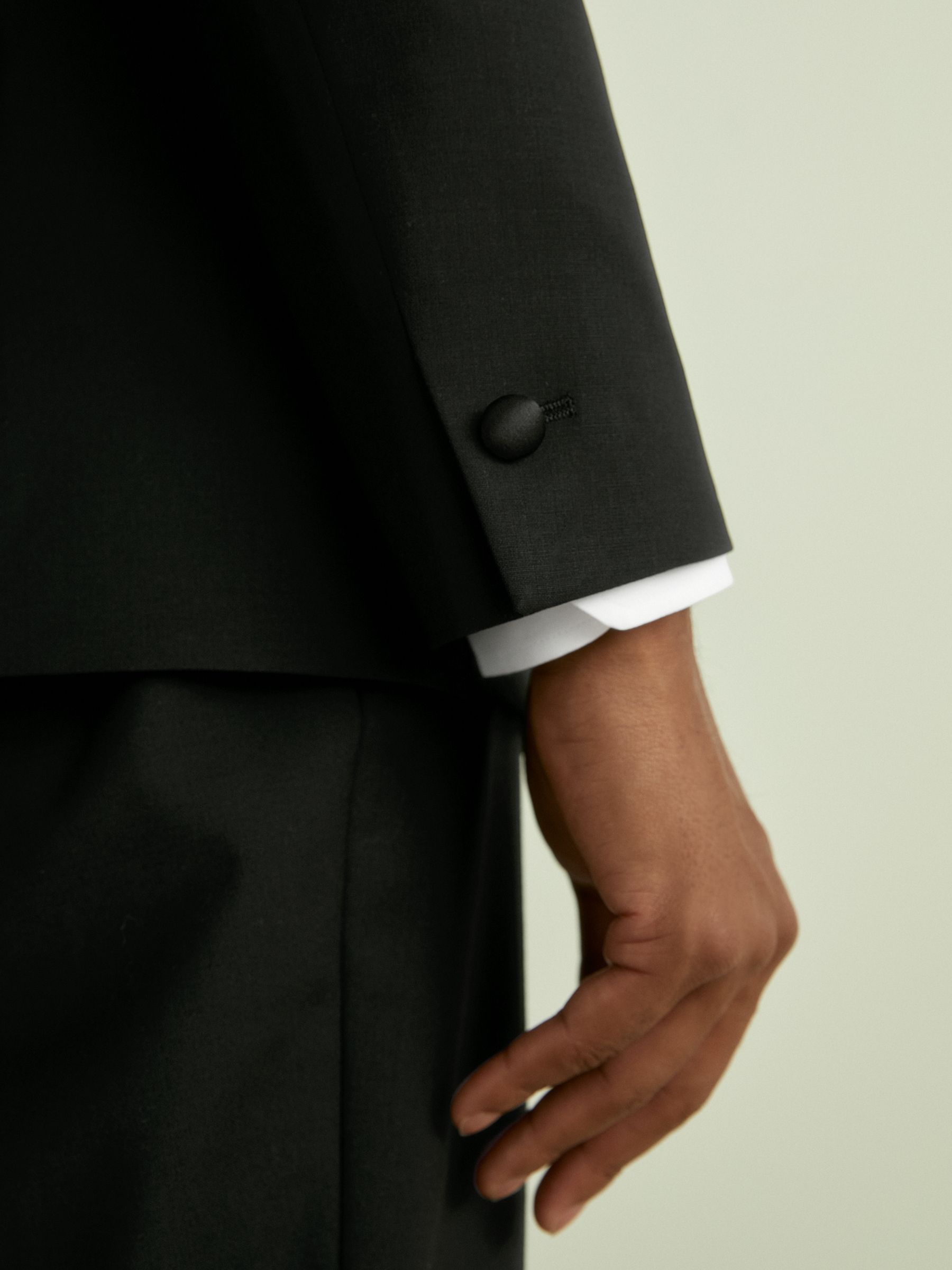 Regular Fit Single Breasted Tuxedo Jacket in Black