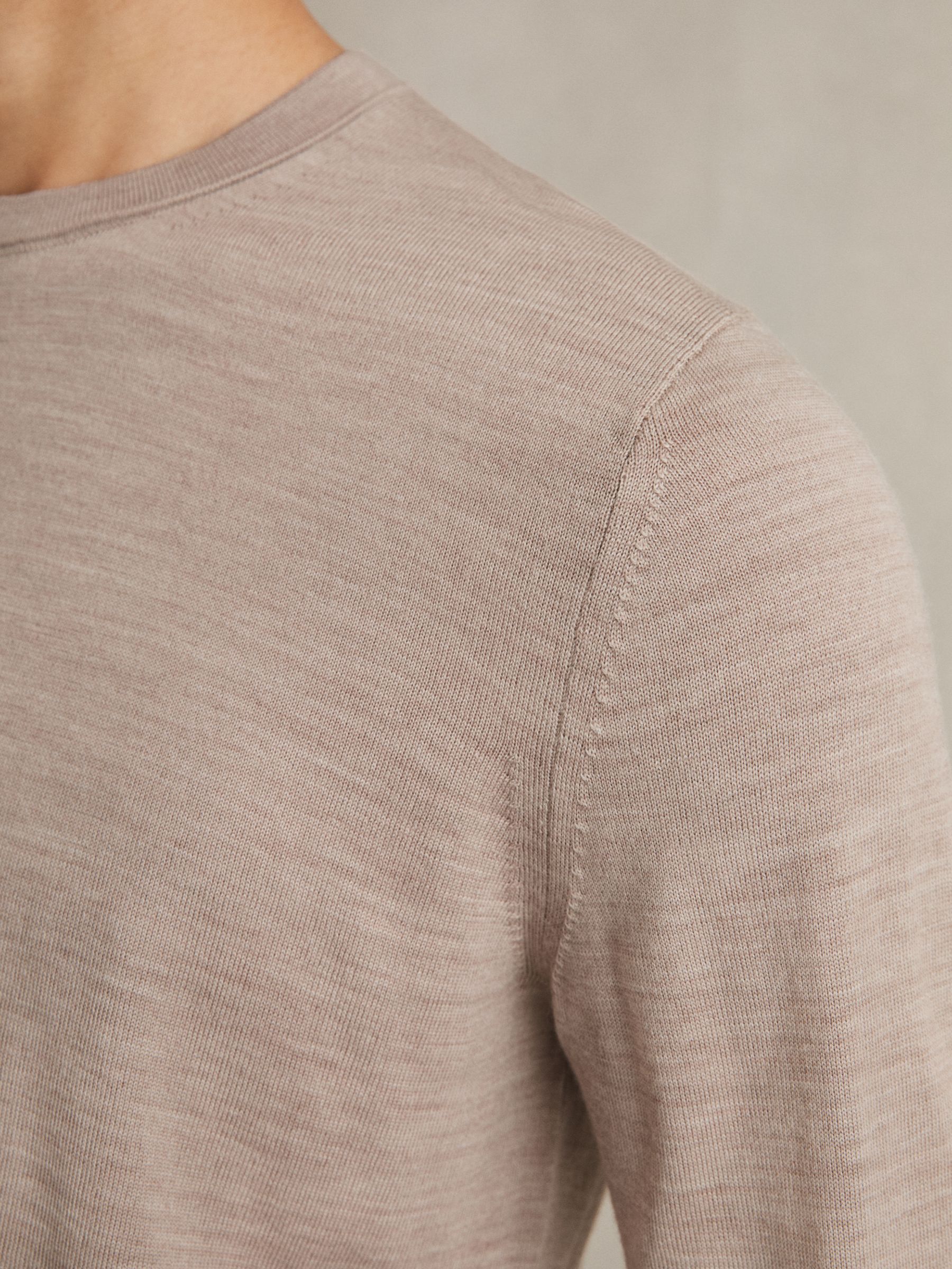 Merino Wool Crew Neck Jumper in Wheat Melange