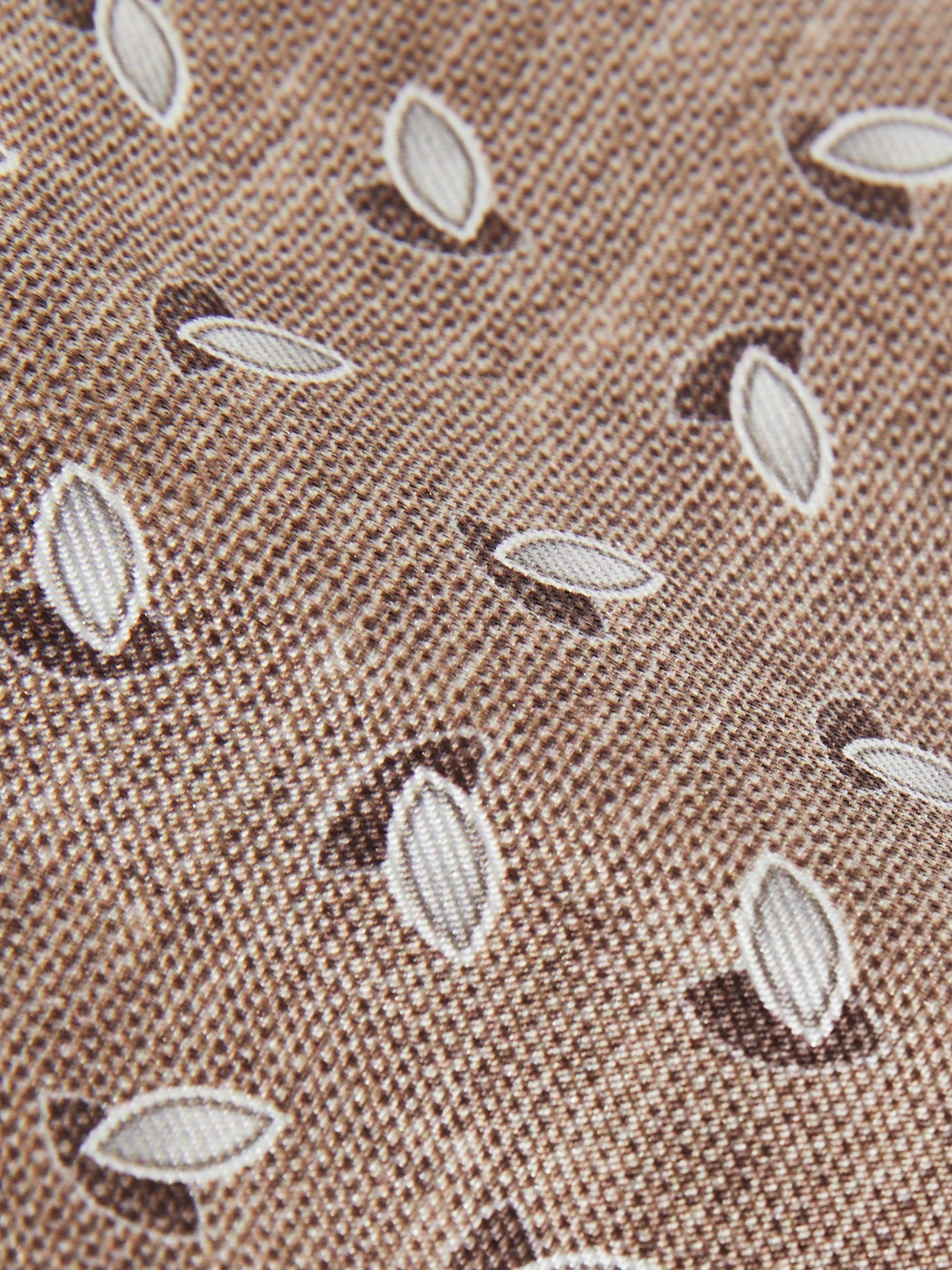 Silk Geometric Print Tie in Soft Brown Melange