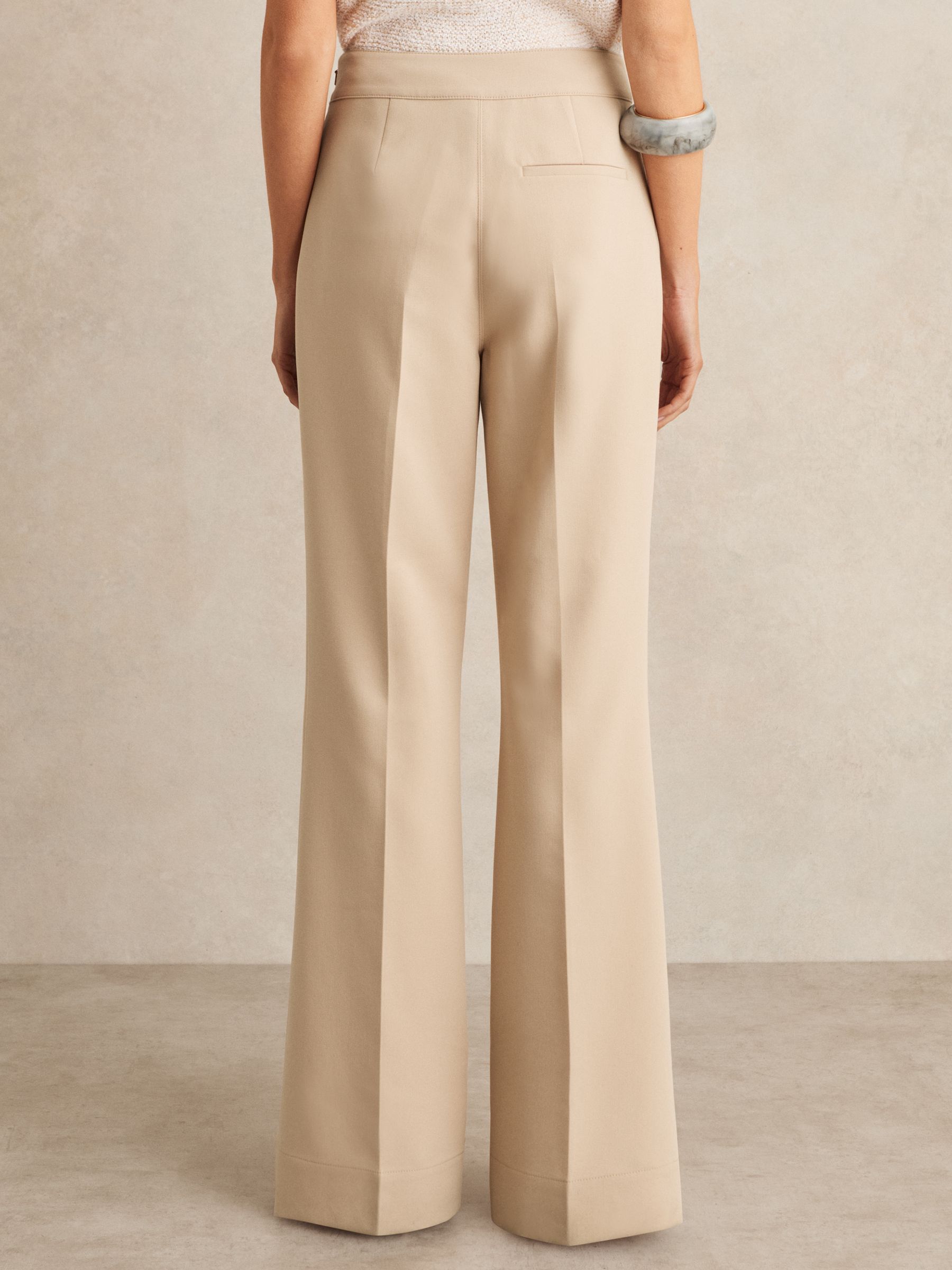 Button-Detail Wide-Leg Trousers in Neutral