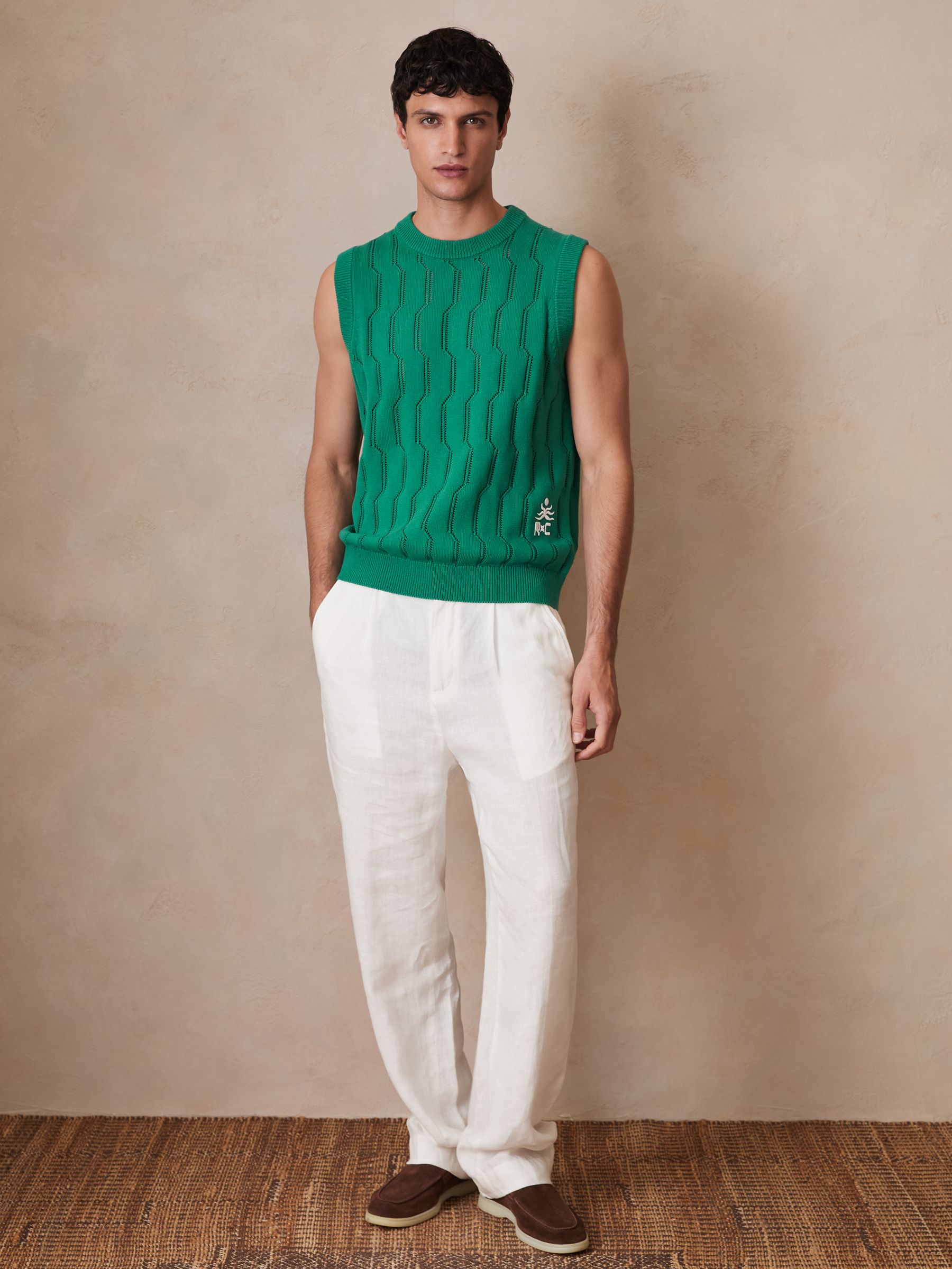 Ché Pointelle Crew-Neck Vest in Bright Green