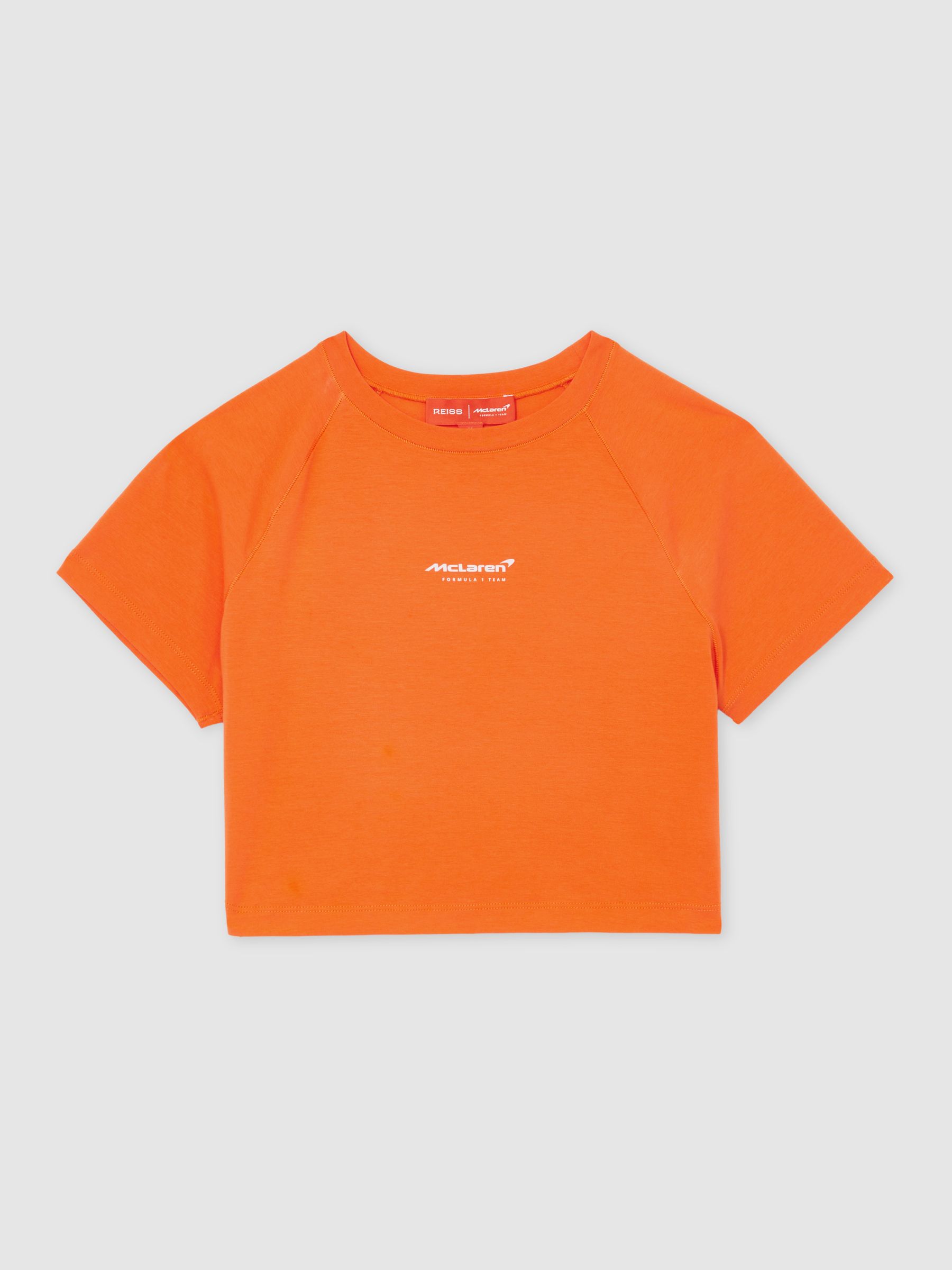 McLaren F1 Team Cropped Logo T-Shirt in Papaya Orange