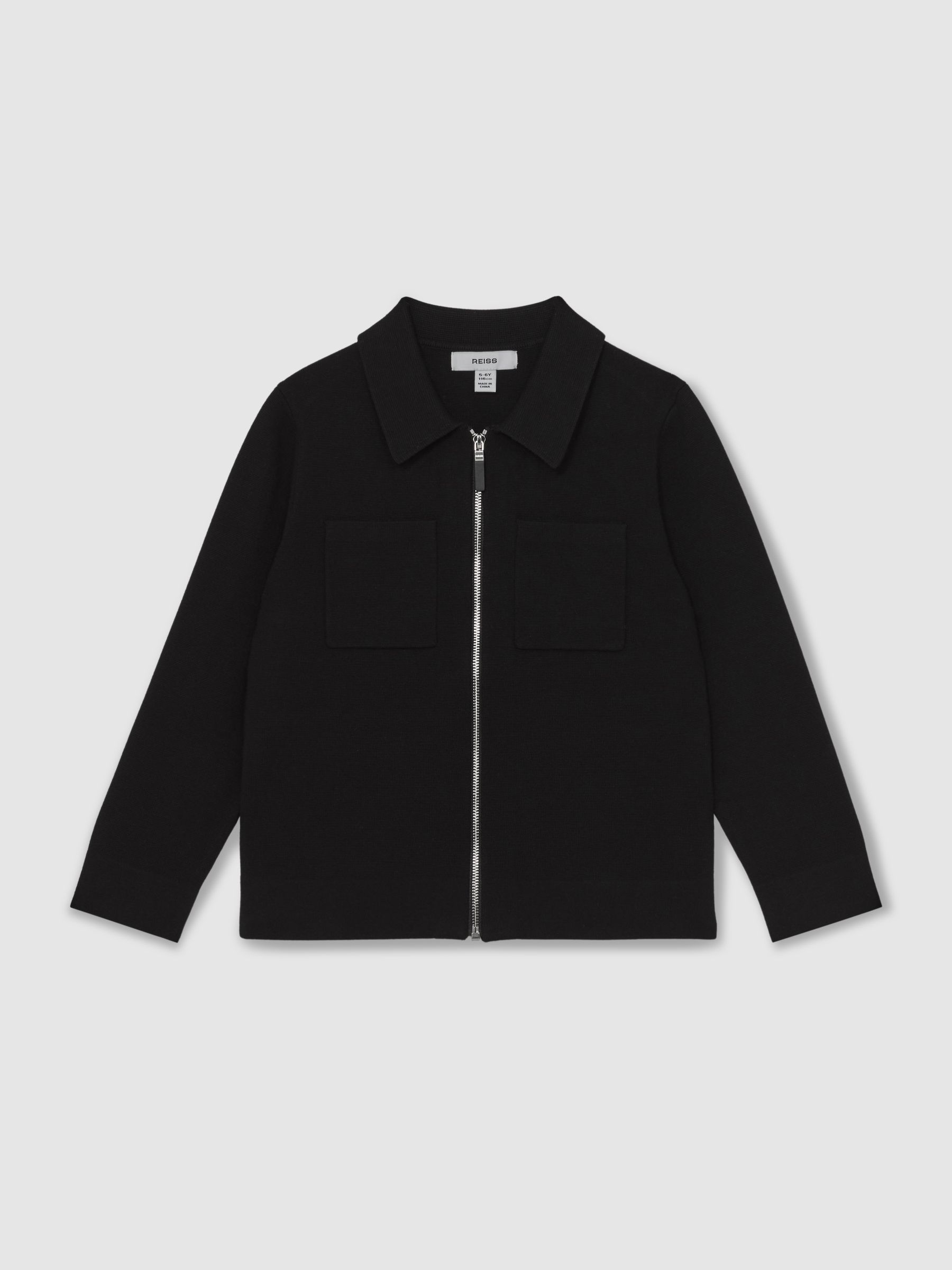 3-9 yrs Knitted Zip-Through Cardigan in Black