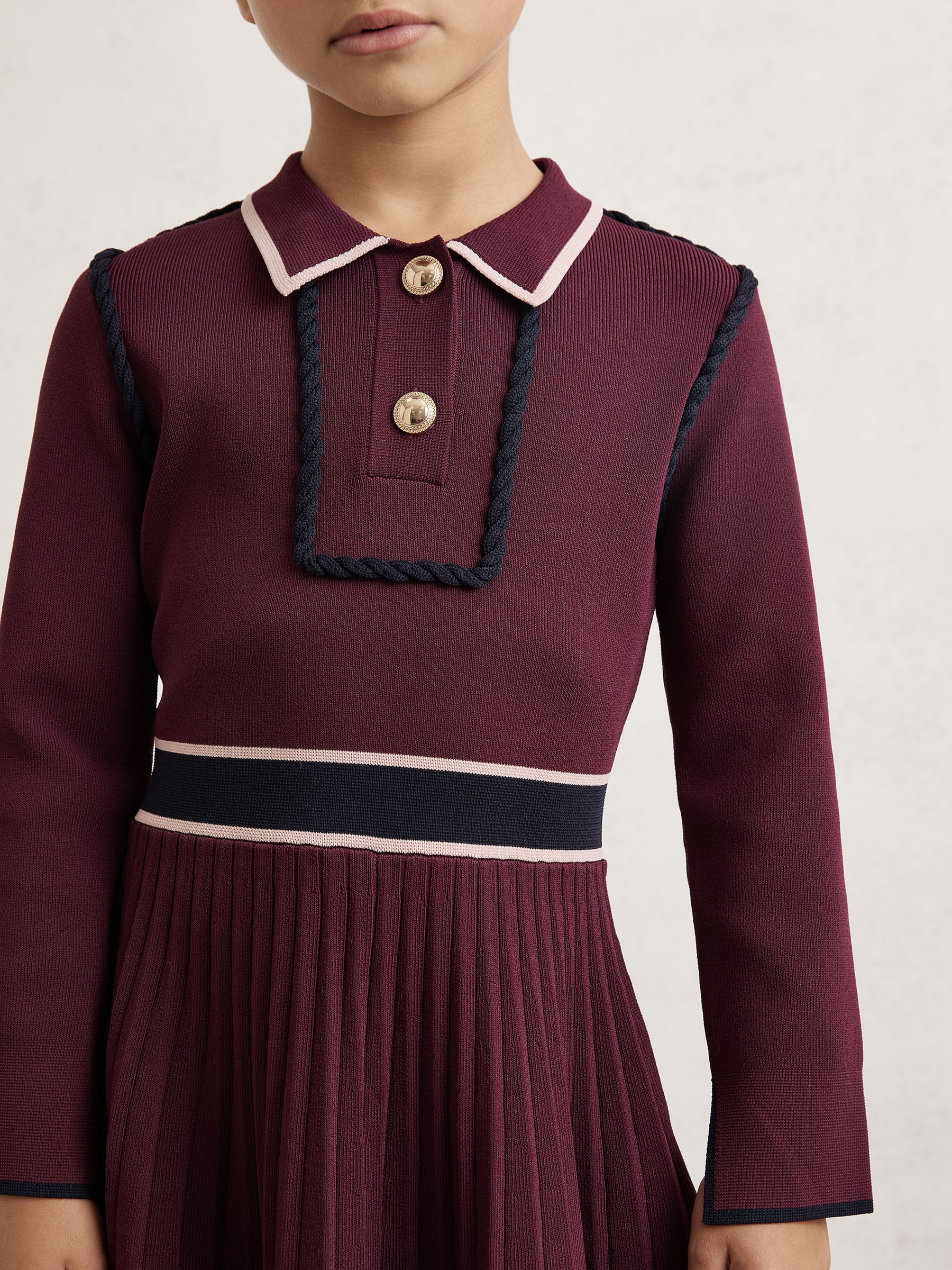 3-9 yrs Piped Knitted Skater Dress in Berry