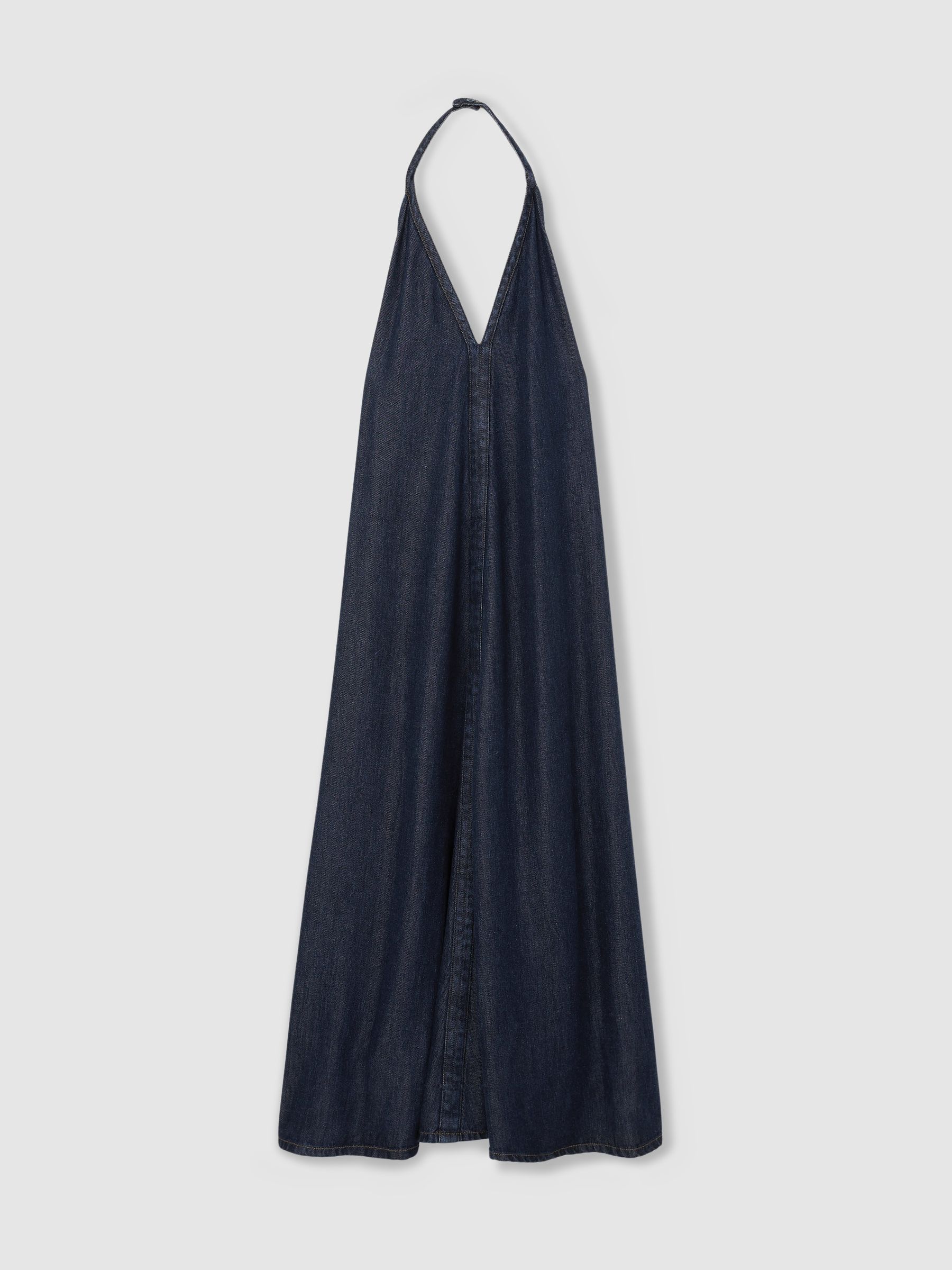 Denim Halterneck Maxi Dress in Indigo