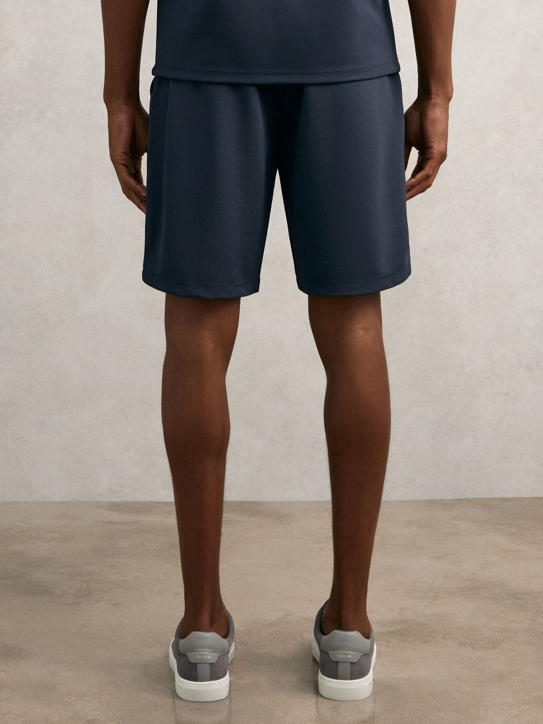 Textured Drawstring Shorts in Airforce Blue