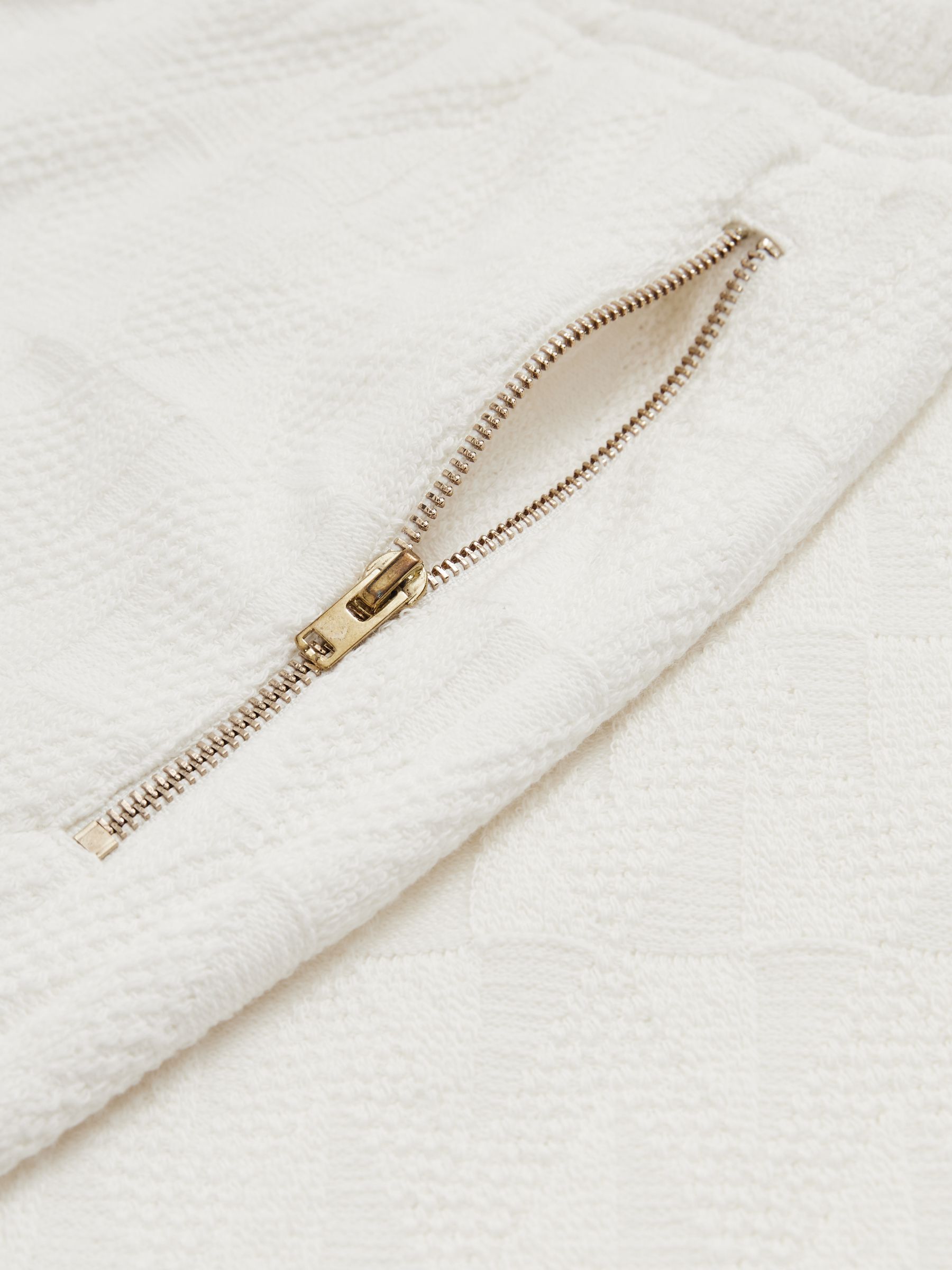 Cotton Textured Drawstring Shorts in Off White