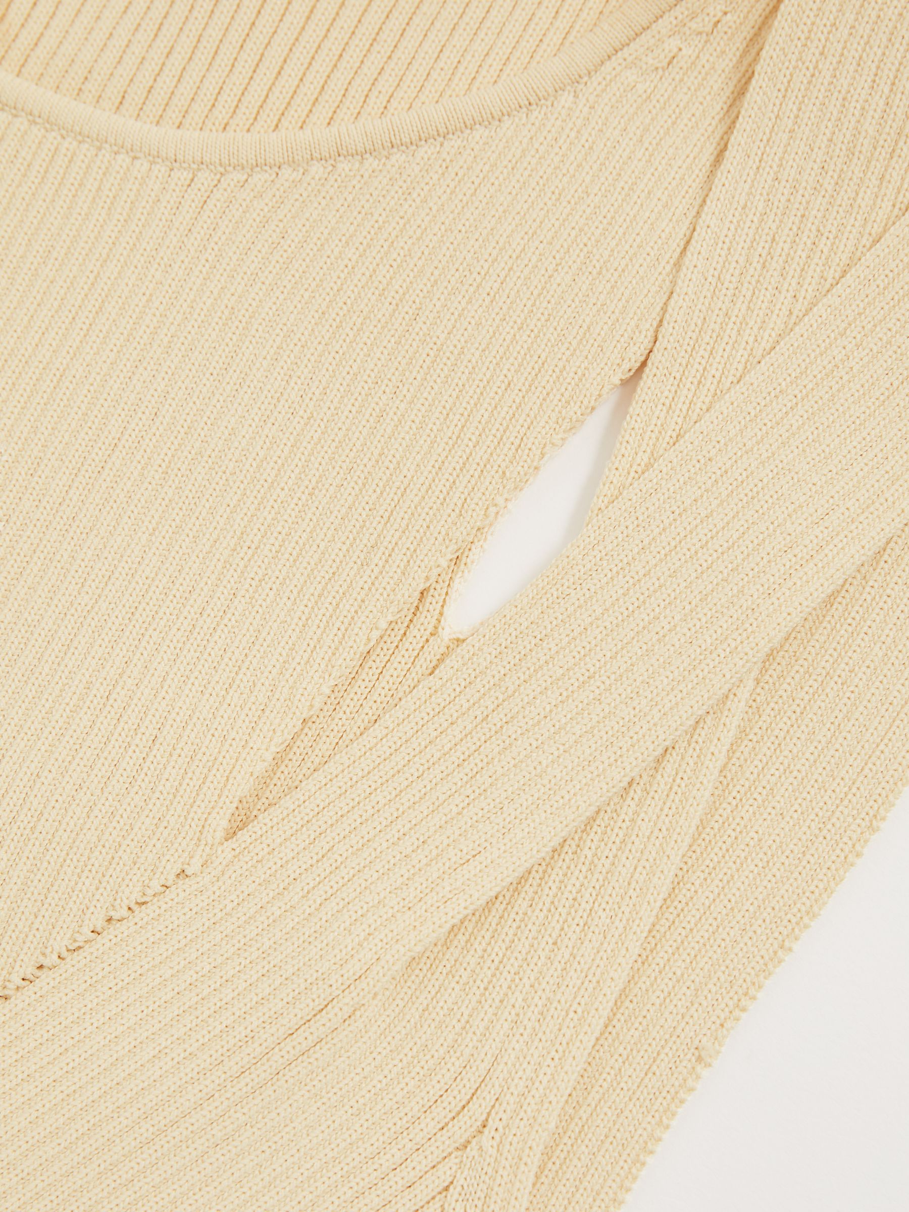 Cut-Out Rib-Knit Vest in Cream