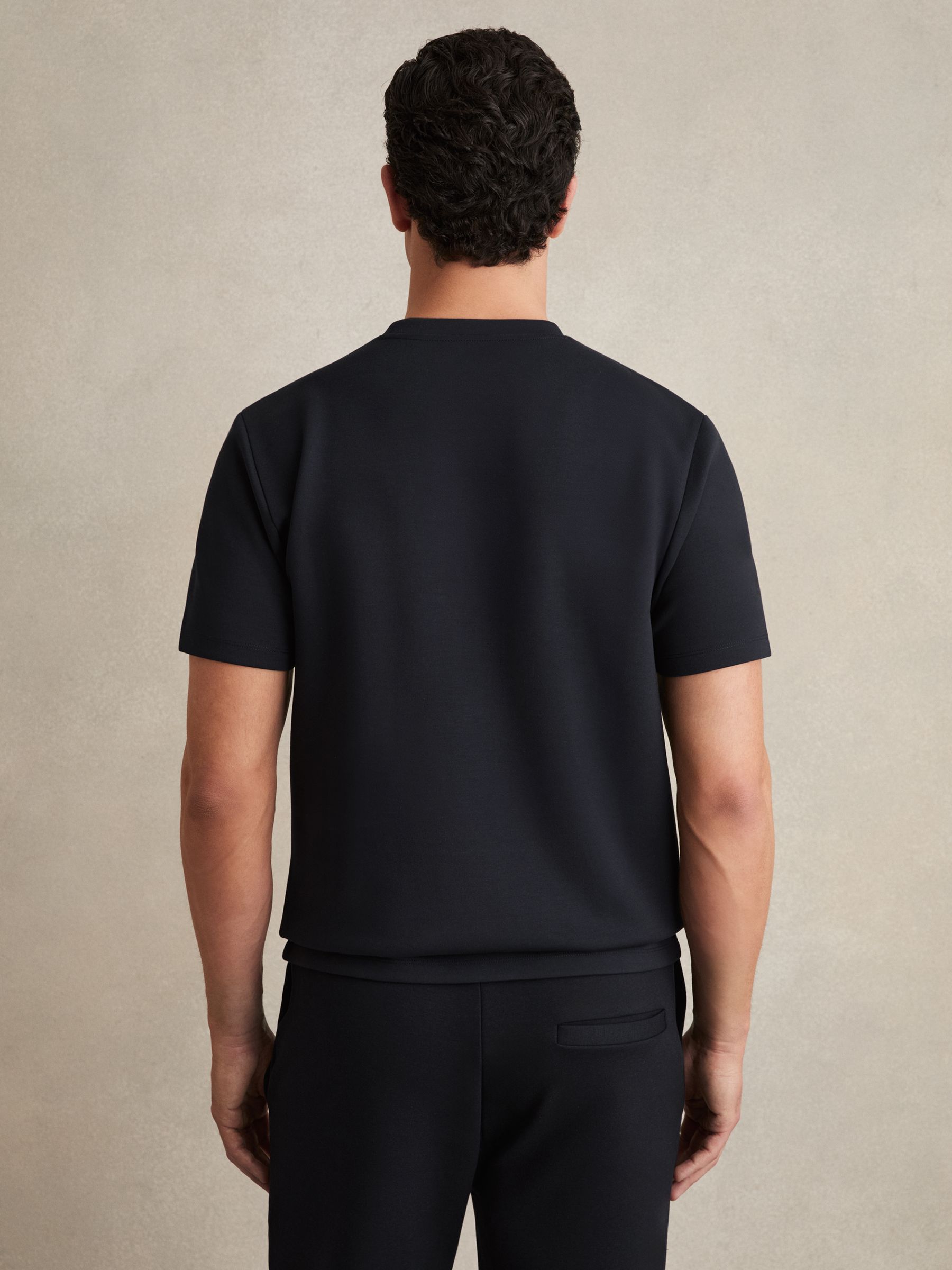 Interlock Jersey Crew Neck T-Shirt in Navy Blue