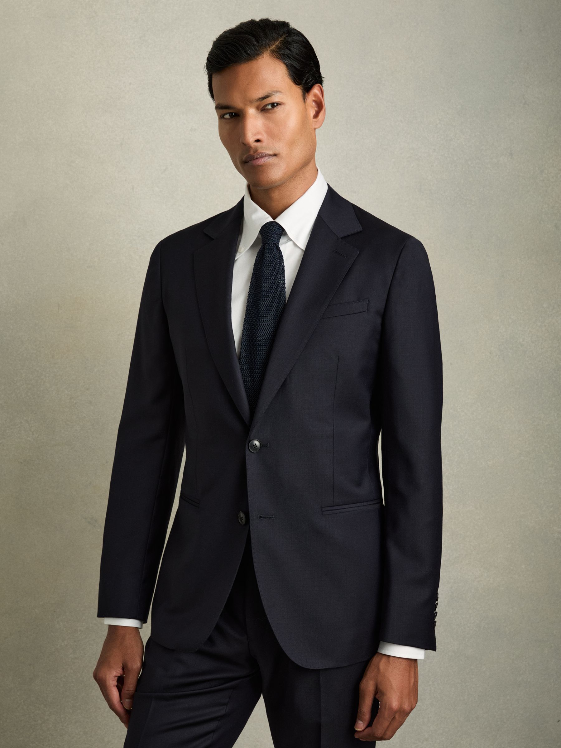 Silk Knitted Tie in Navy