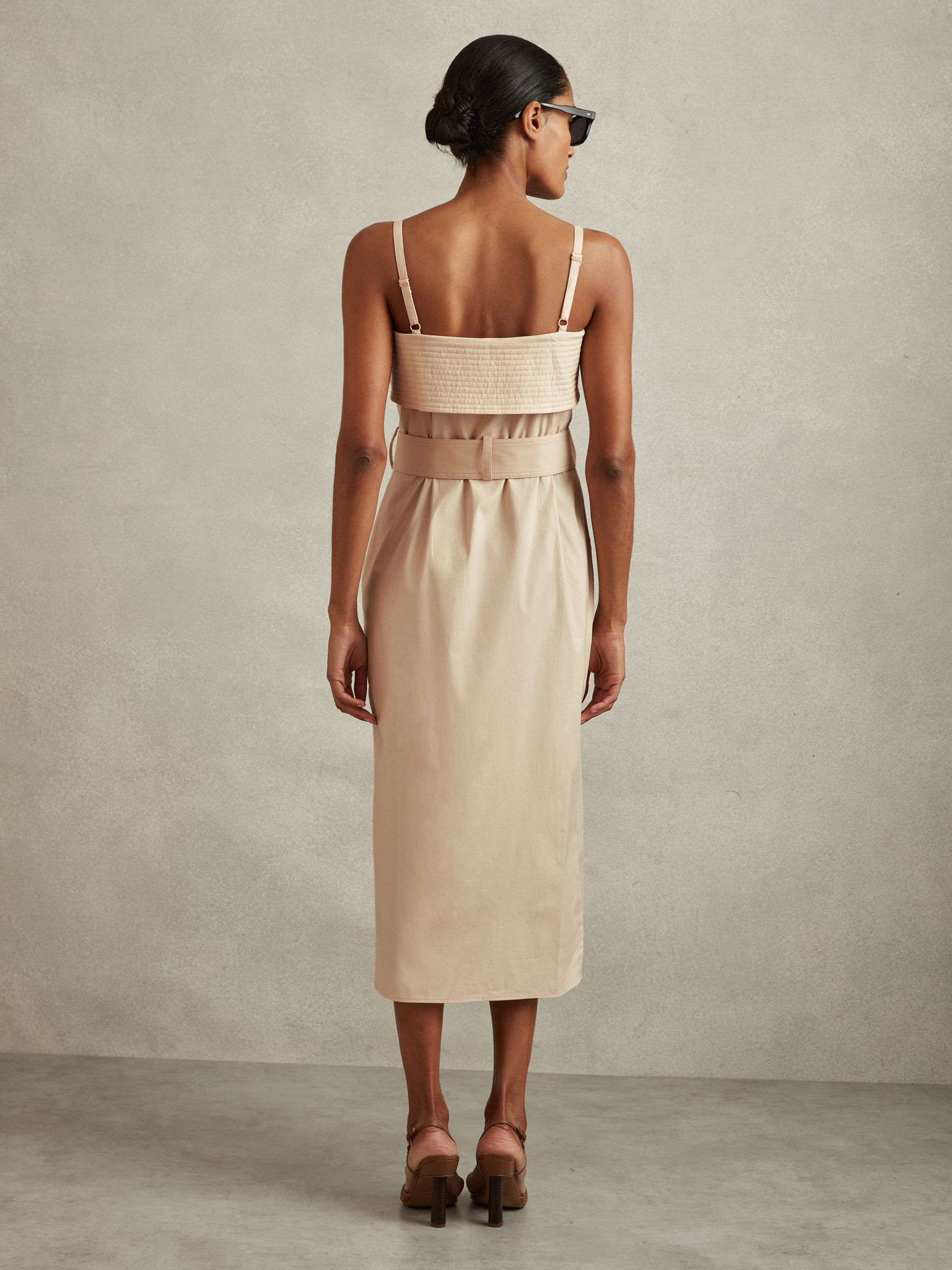 Cargo Belted Midi Dress in Stone