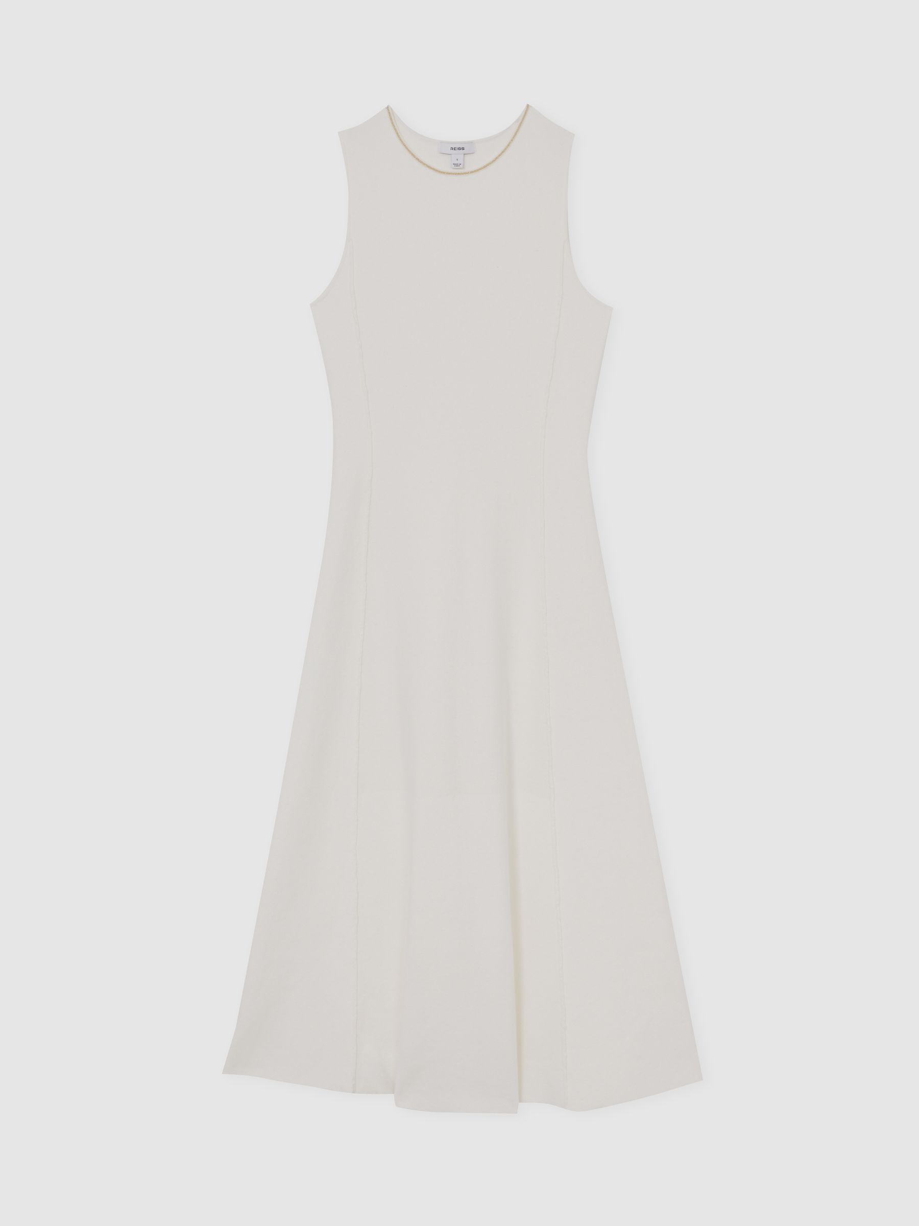 Petite Seam Detail Knitted Midi Dress in Ivory